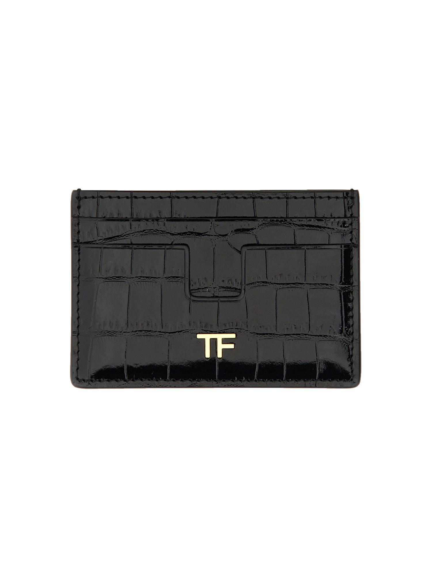 Tom Ford Croc Leather Logo Card Holder in Black Lyst