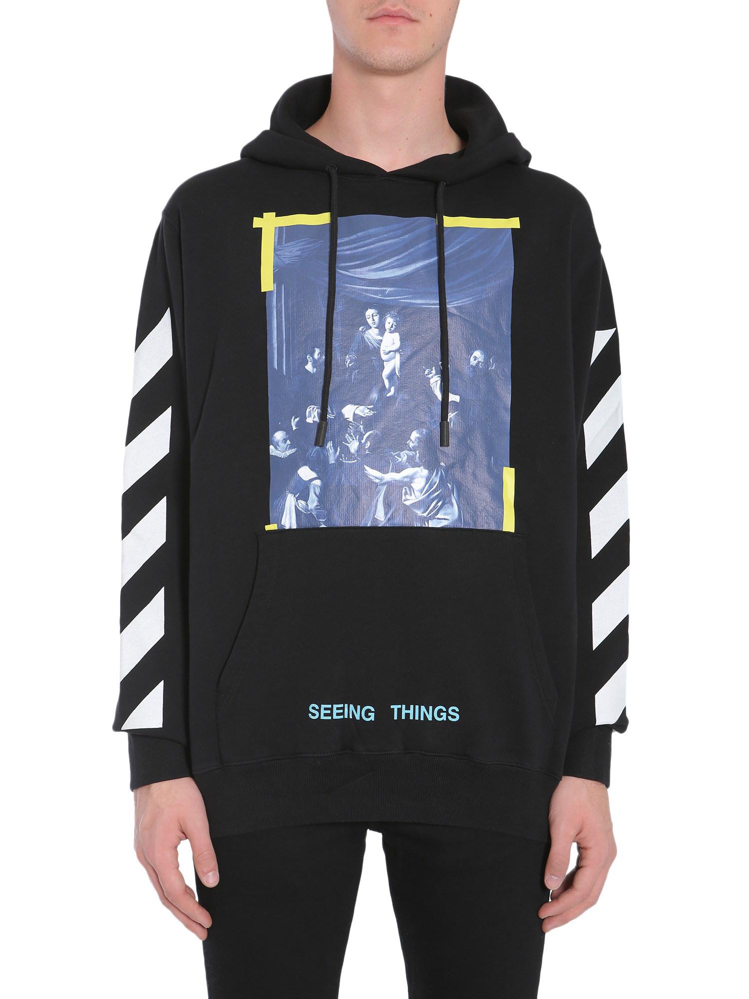 off white diag caravaggio hoodie blue
