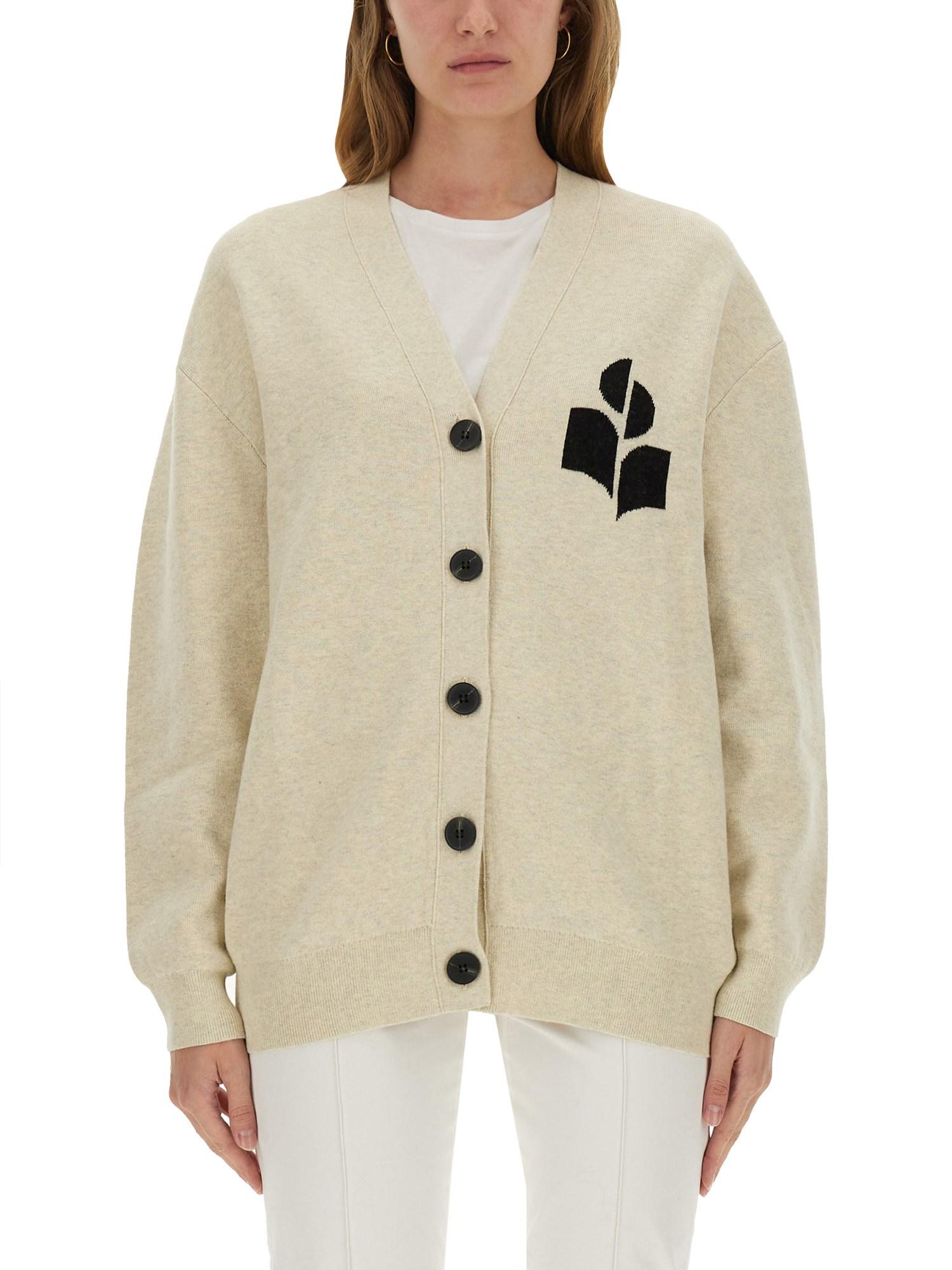 【美品】  ISABEL MARANT / イザベルマラン | 2024AW | KATHLEN Cardigan ニットカーディガン | 40 | グレー/ホワイト | レディース 新品 定価3.6万 Isabel Marant イザベルマラン カーディガン