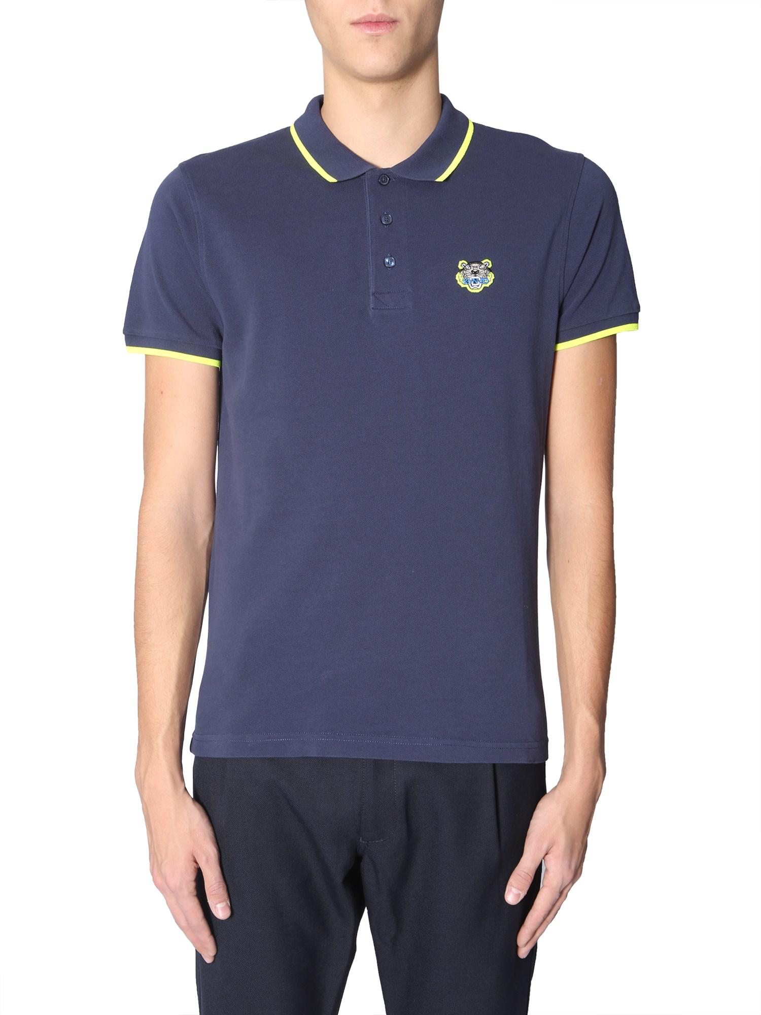 Lyst - KENZO Cotton Piqué Polo T-shirt With Embroidered Tiger in Blue ...