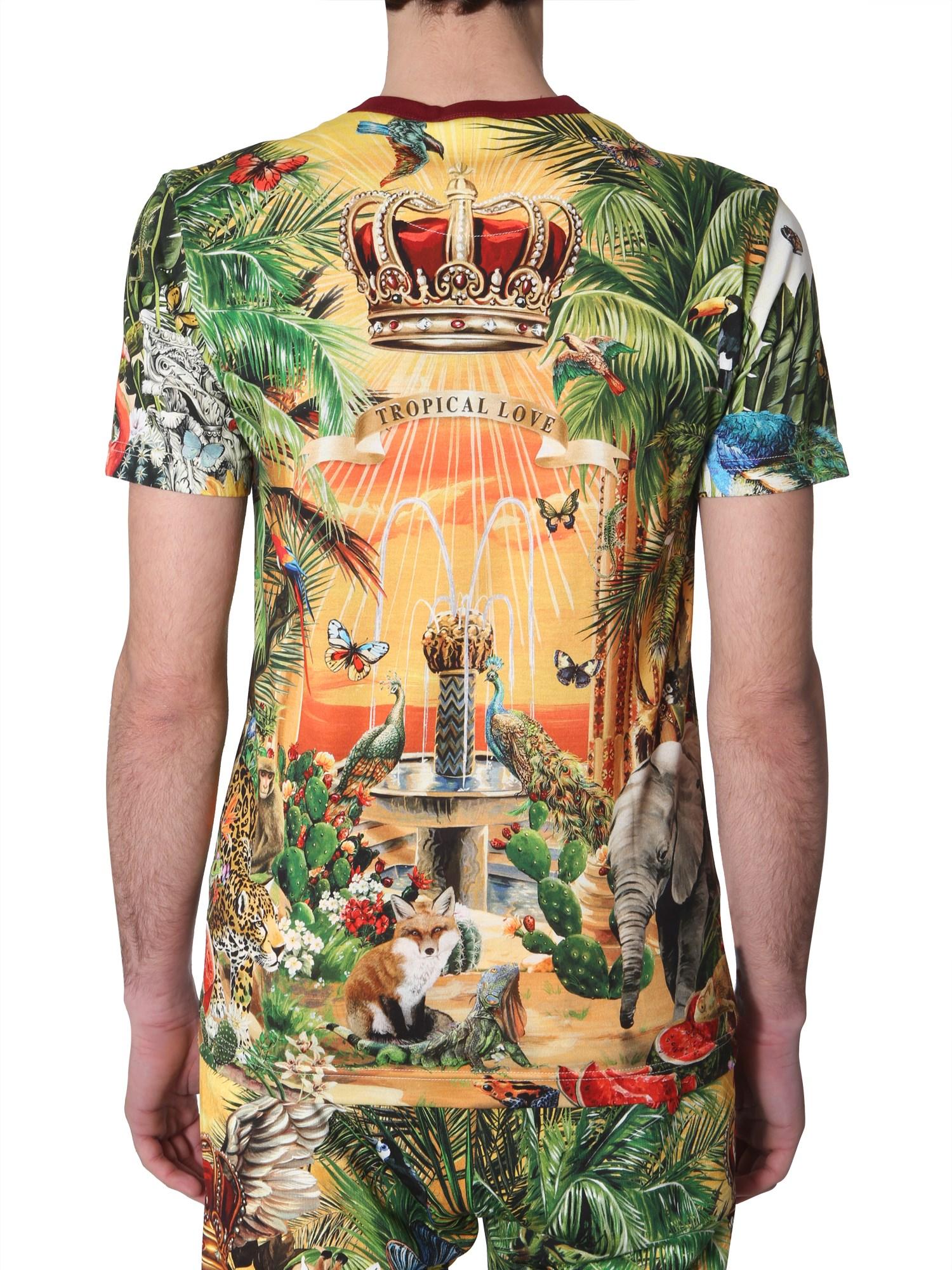 Dolce & Gabbana Cotton T-shirt With Tropical King Print for Men - Lyst