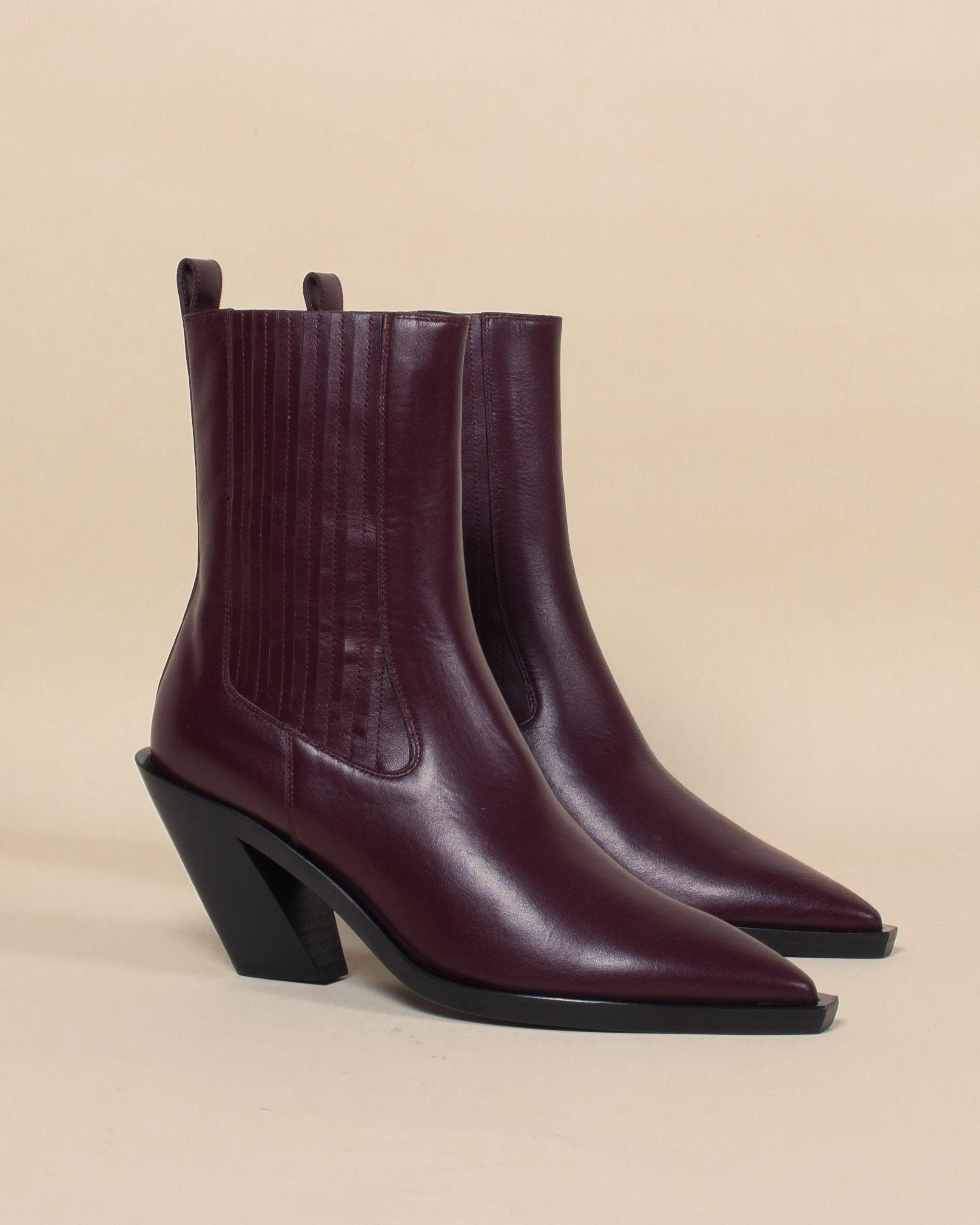 Elleme Eclair Boots Elastic Leather Burgundy in Purple | Lyst