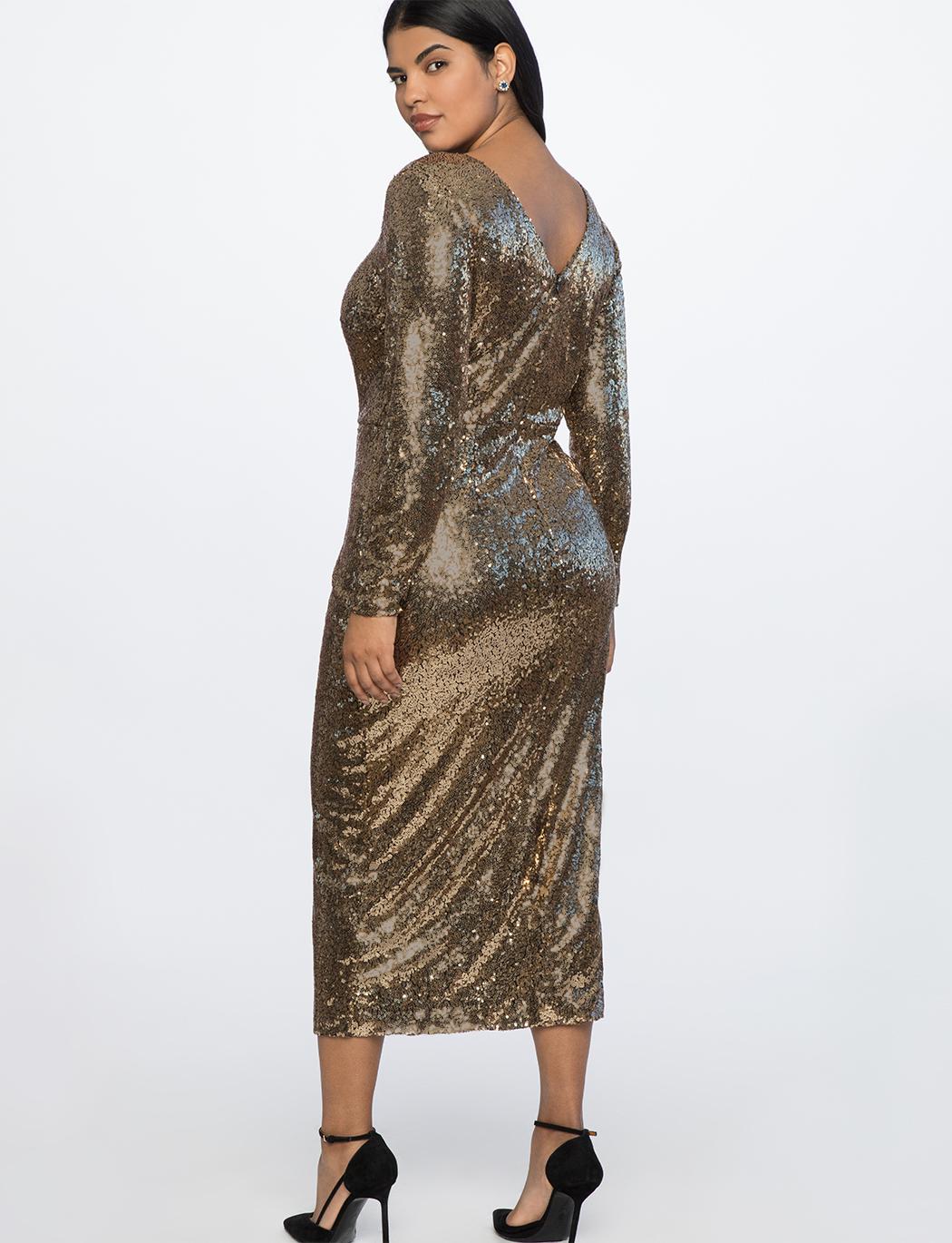 Eloquii Gold Sequin Dress Factory Sale 