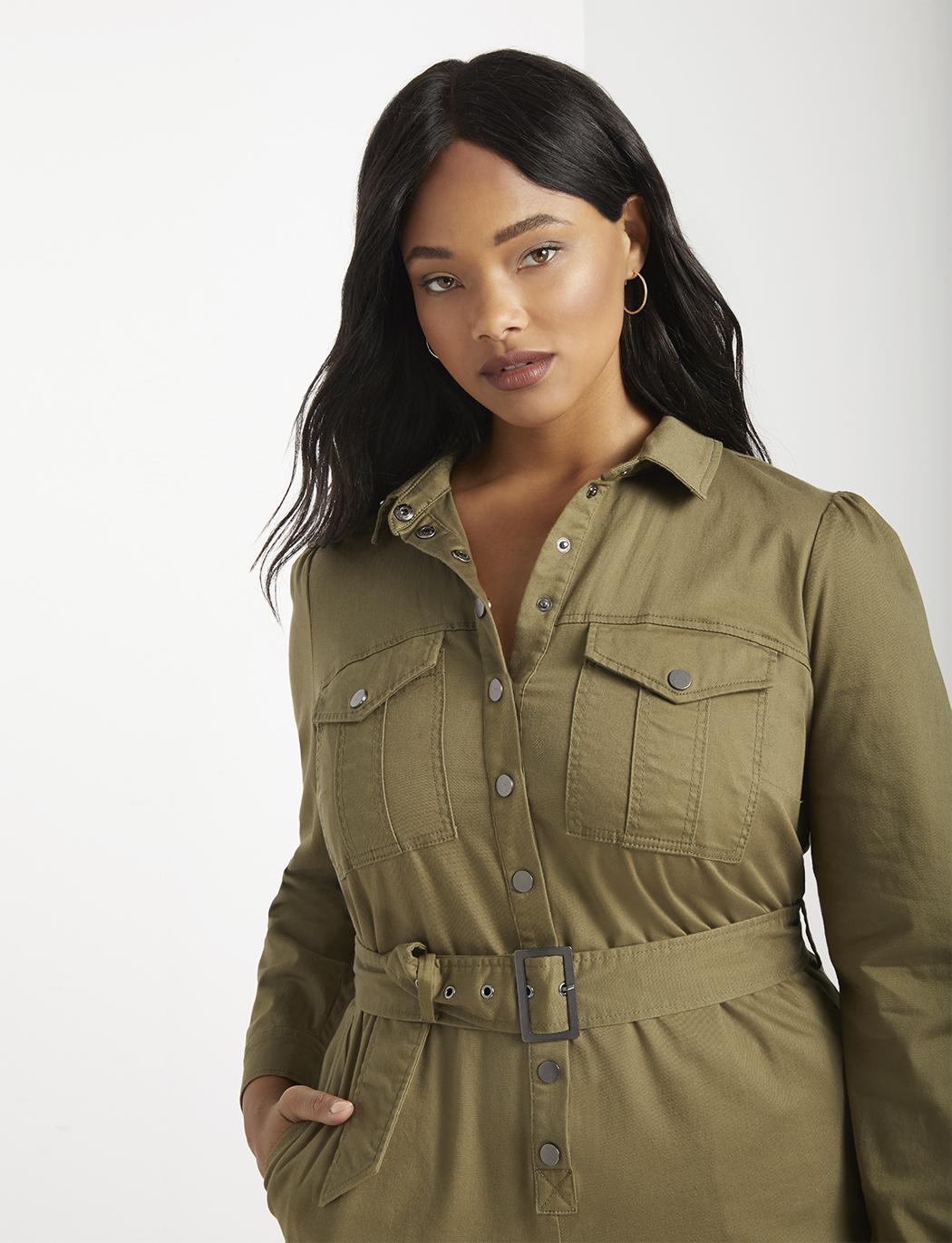 green utility jumpsuit