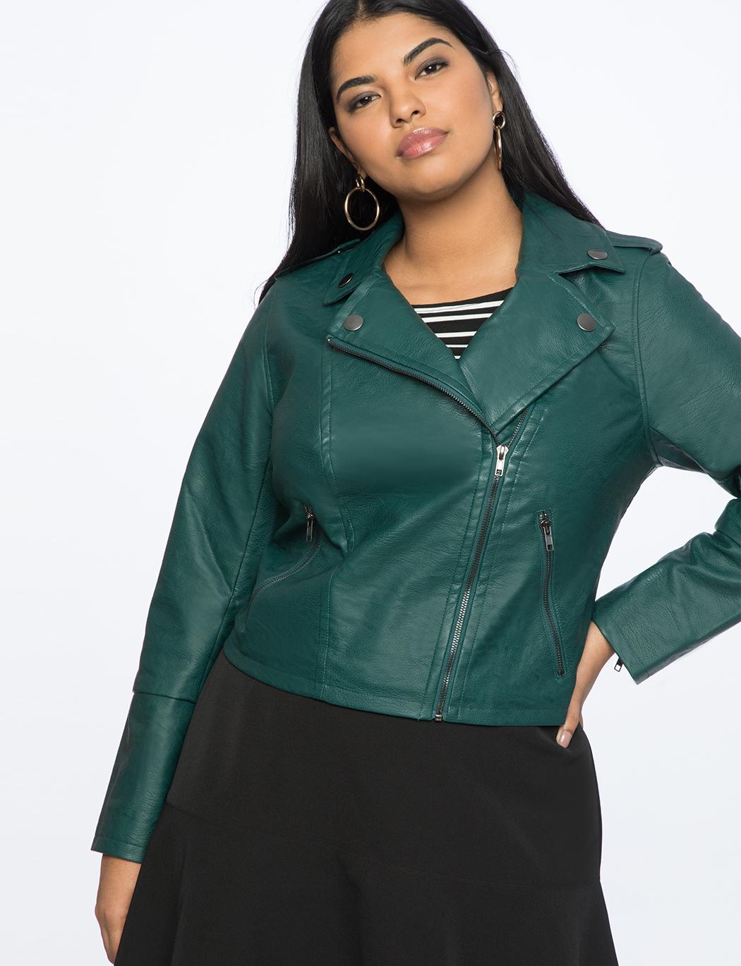 Eloquii Moto Jacket in Green - Lyst