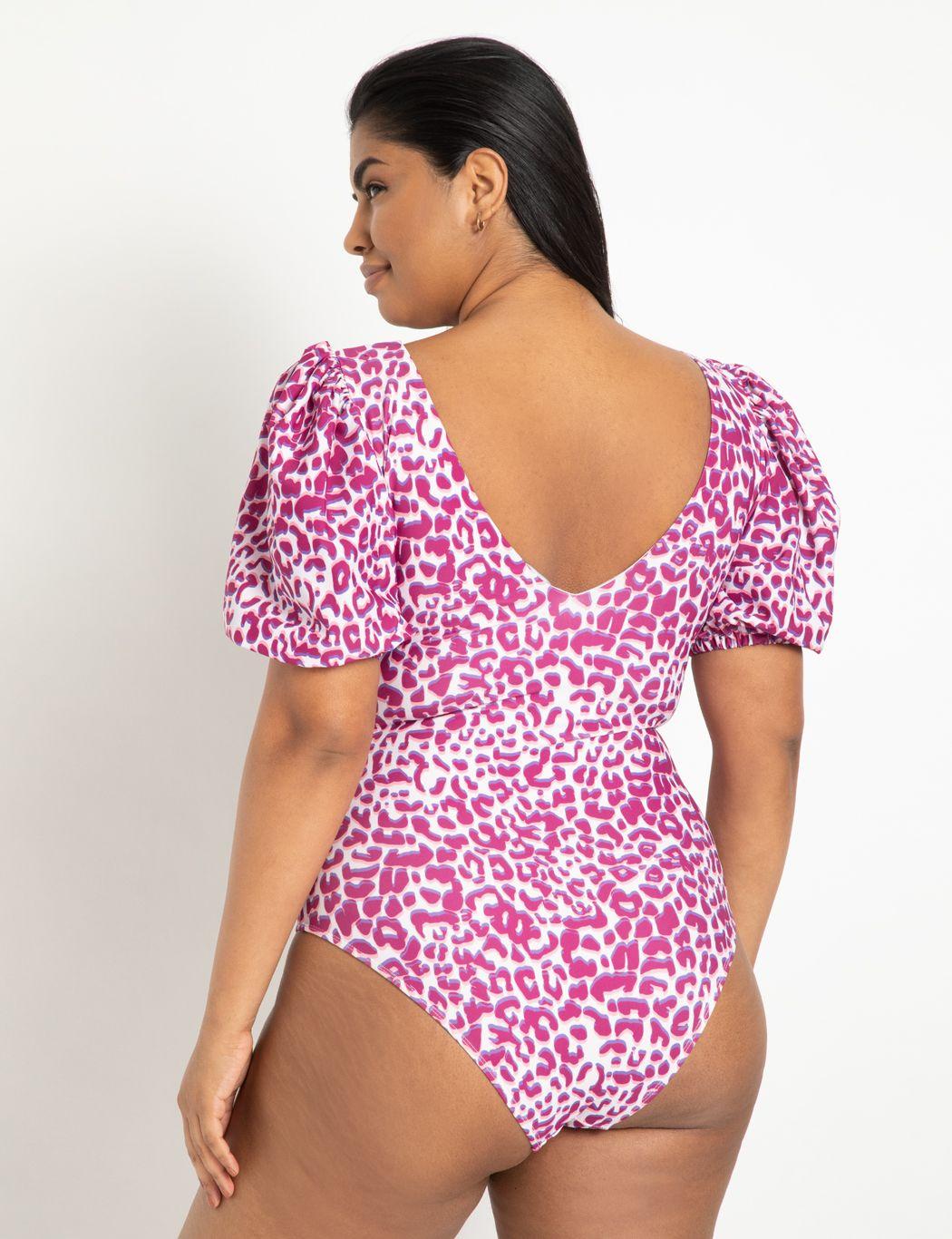 puff sleeve swimsuit plus size