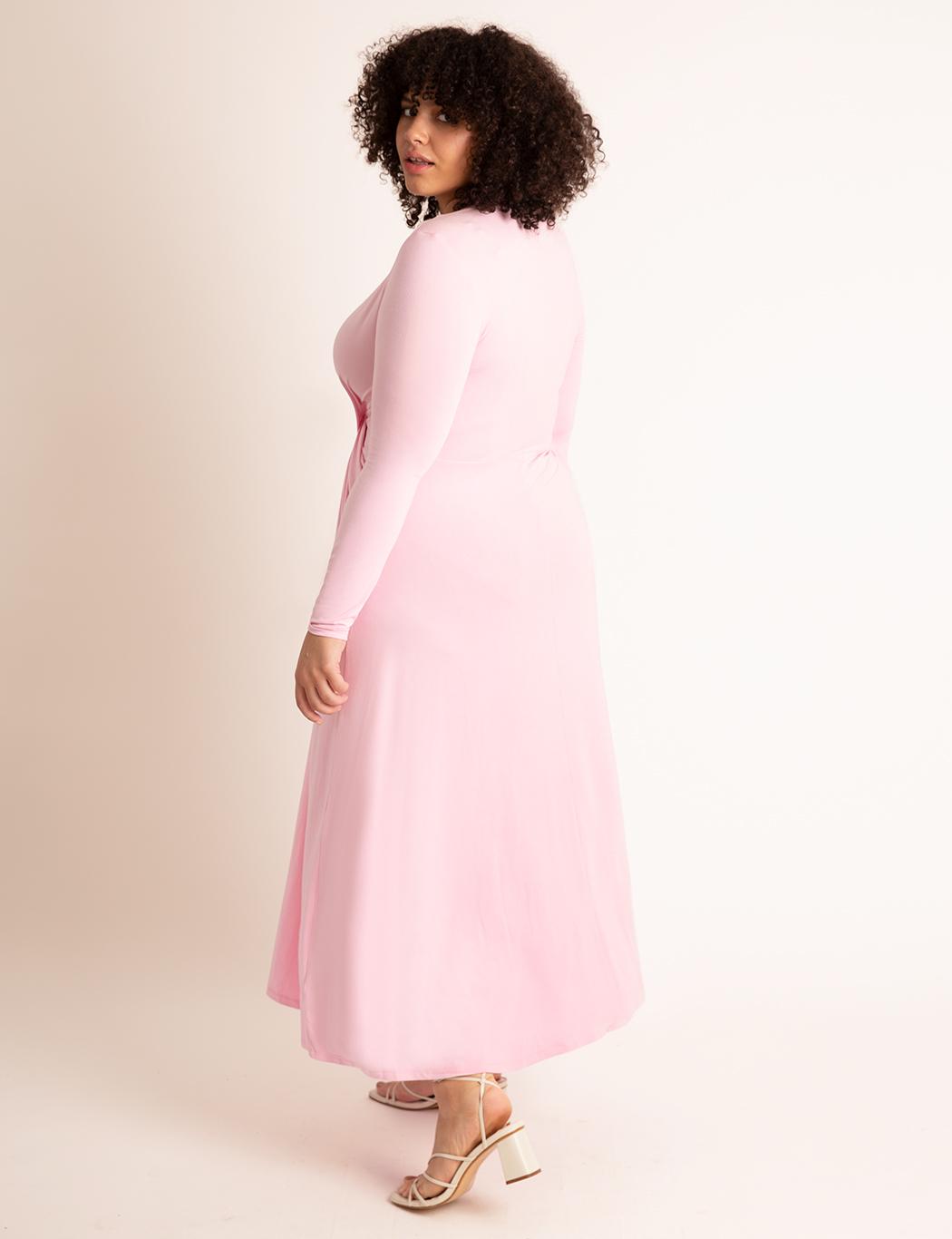 Eloquii Belted Mock Neck Dress Blush Pink perfect