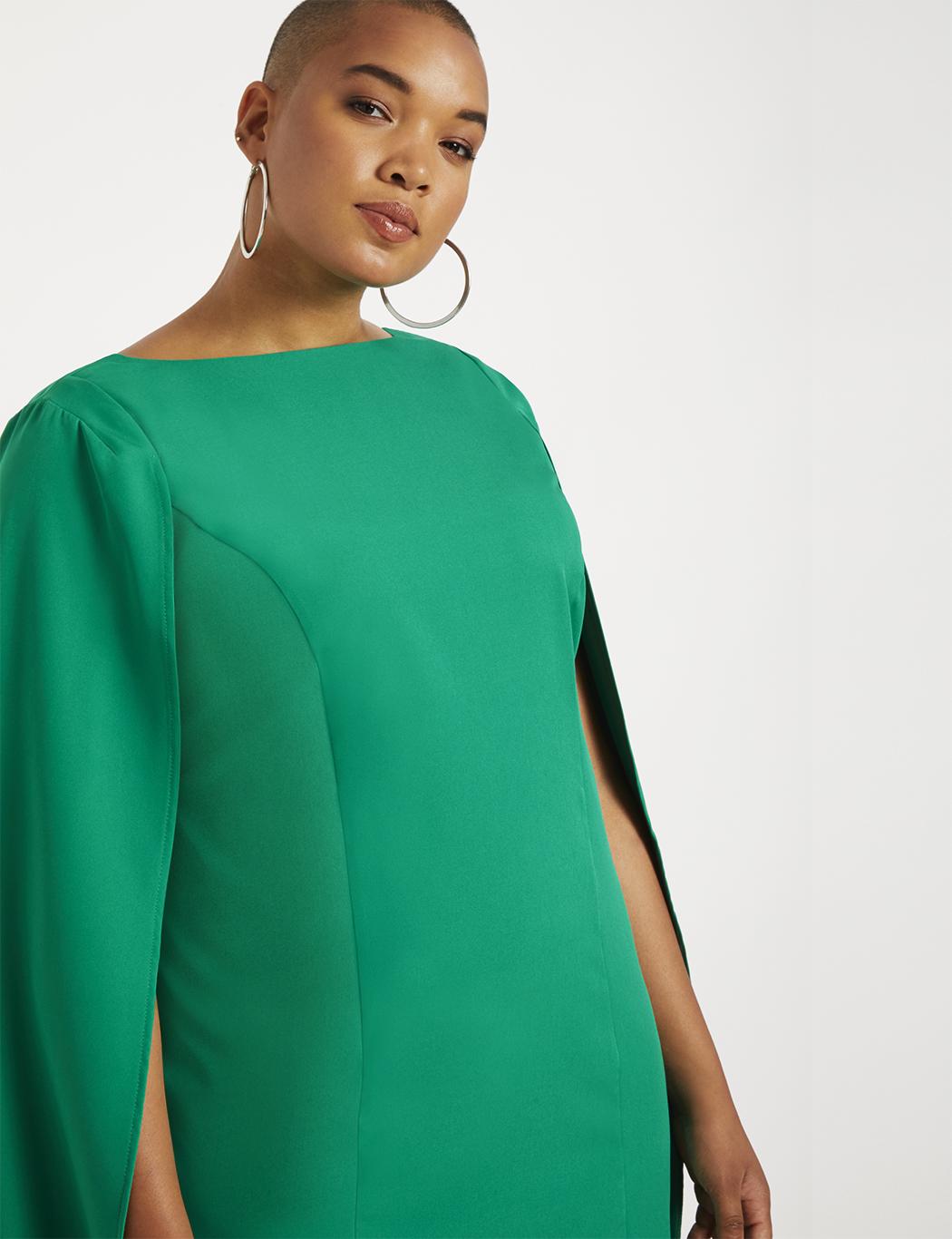 green cape dress