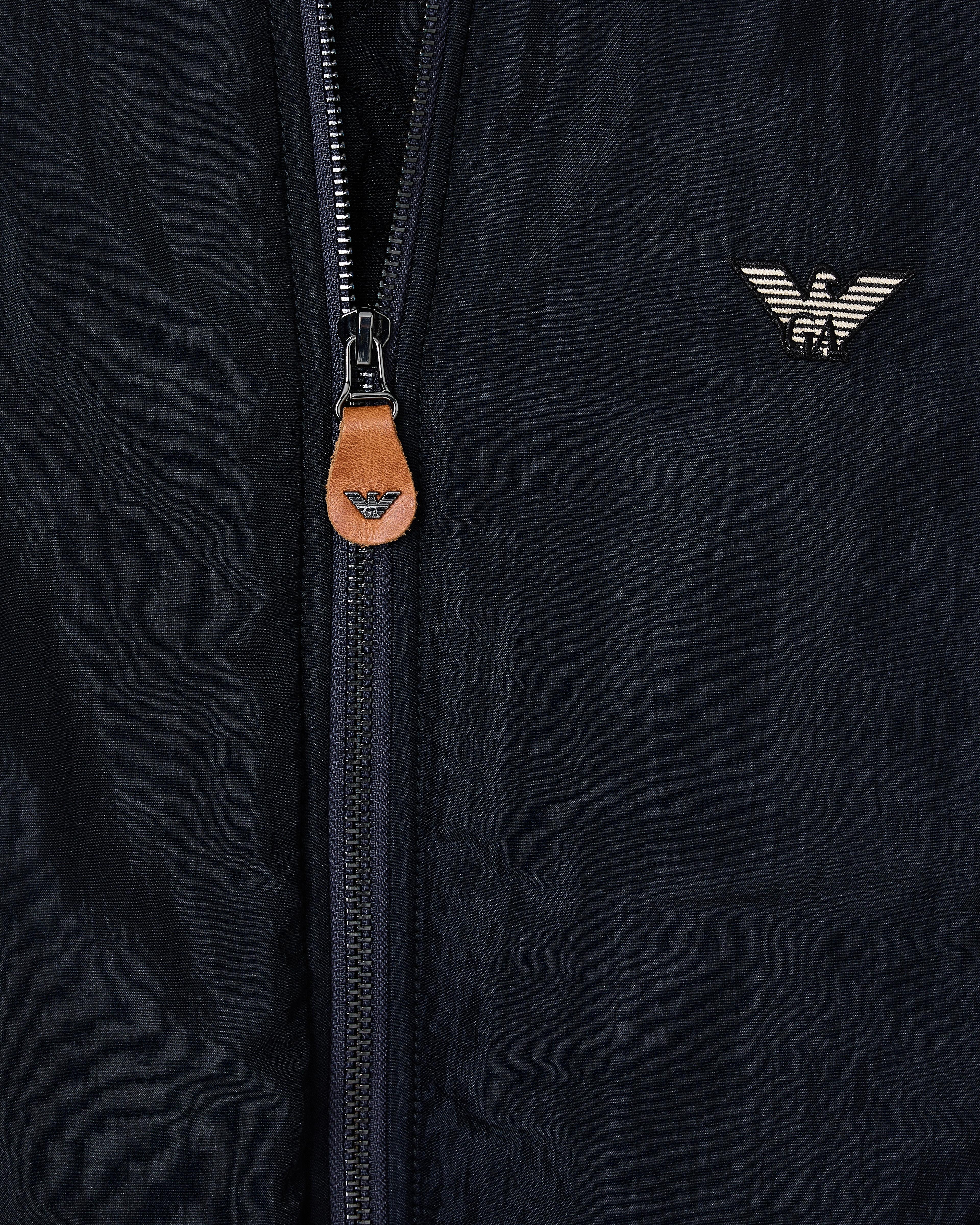 Emporio Armani Nylon Bomber Jacket With Passementerie Tape in Blue