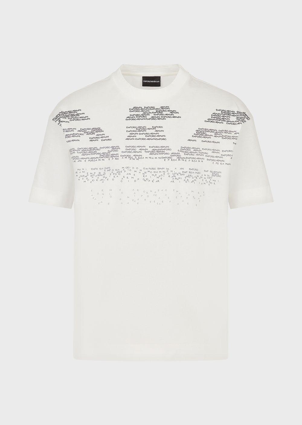 sød smag Underholde pension Emporio Armani Mercerised Jersey T-shirt With Rubberised Lettering Pattern  Oversized Eagle in White for Men | Lyst Canada