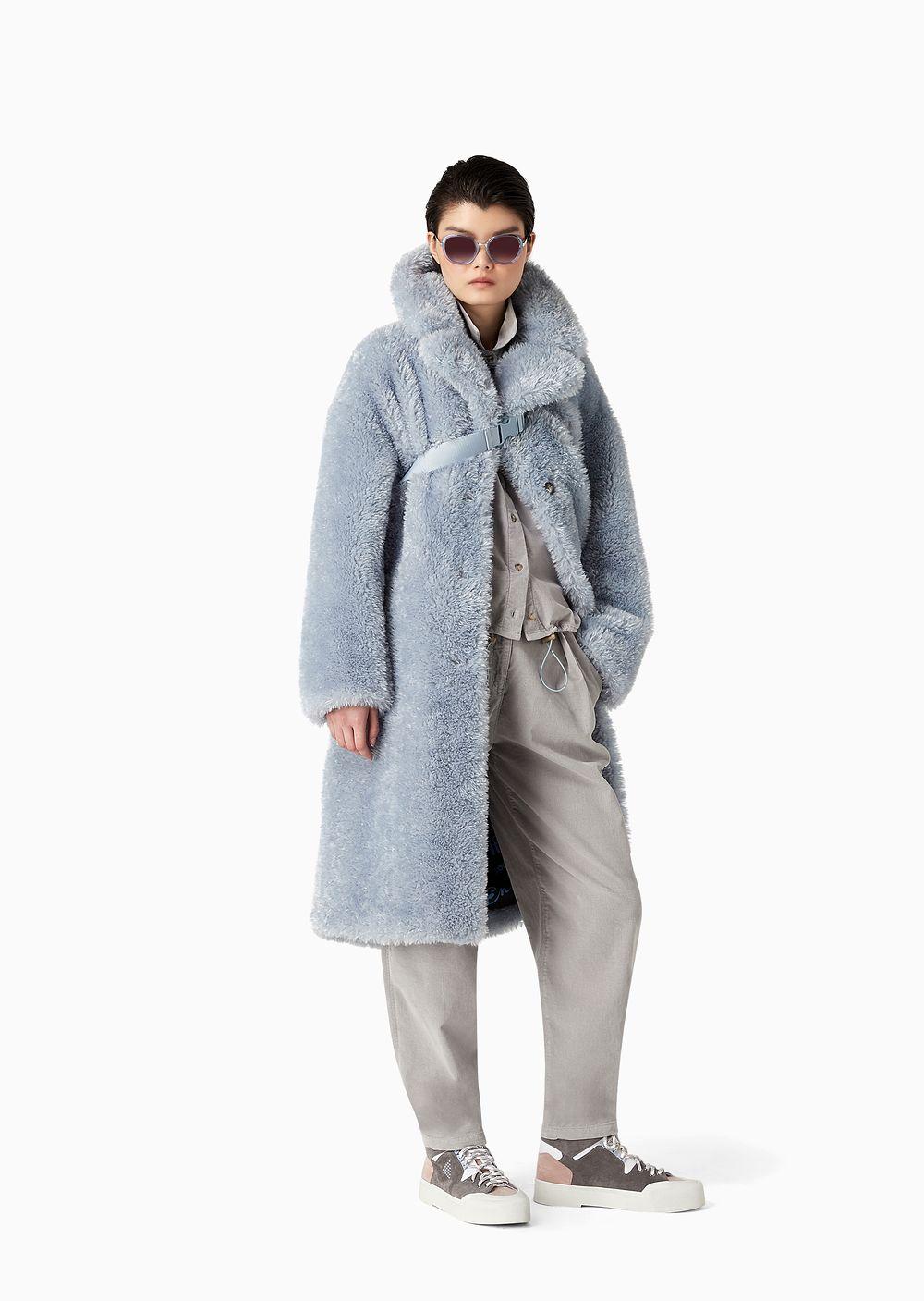 Emporio Armani Faux-fur Coat With Lapels And Belt Bag in