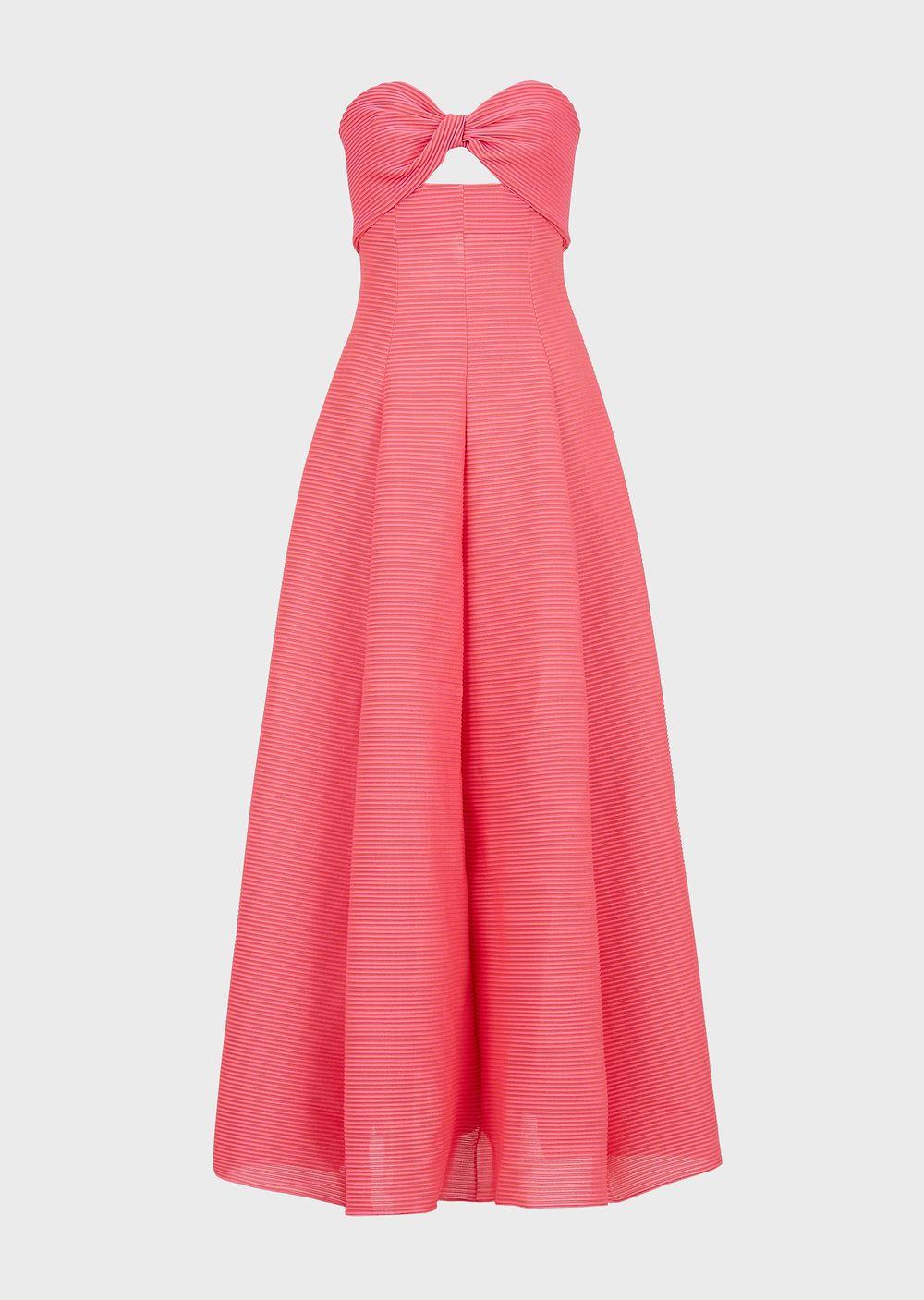 Emporio Armani Long Dress In Ribbed Barré Fabric With Sweetheart Neckline  in Pink | Lyst