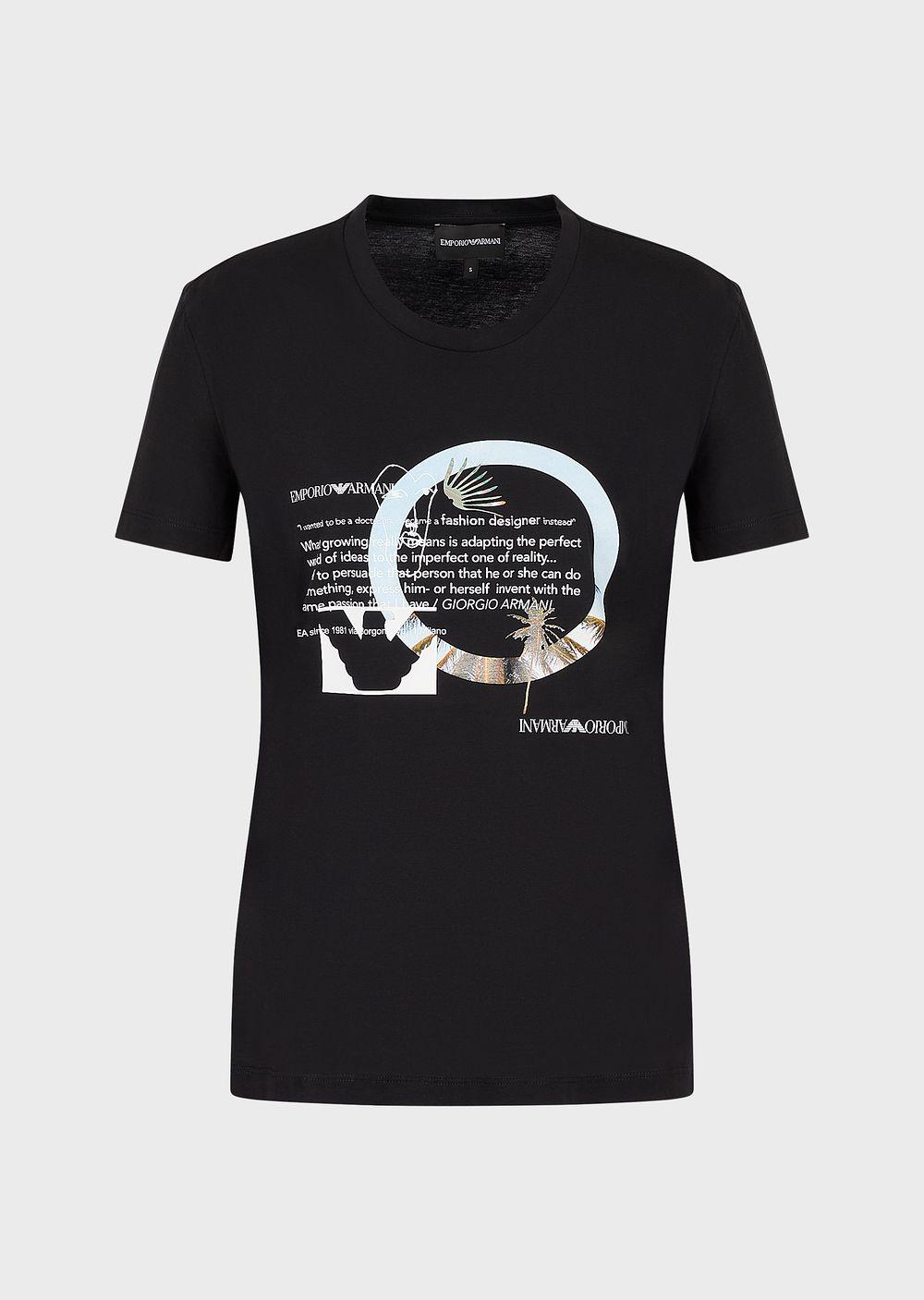 Emporio Armani Organic-jersey T-shirt With Giorgio Armani Quote Print in  Black | Lyst UK