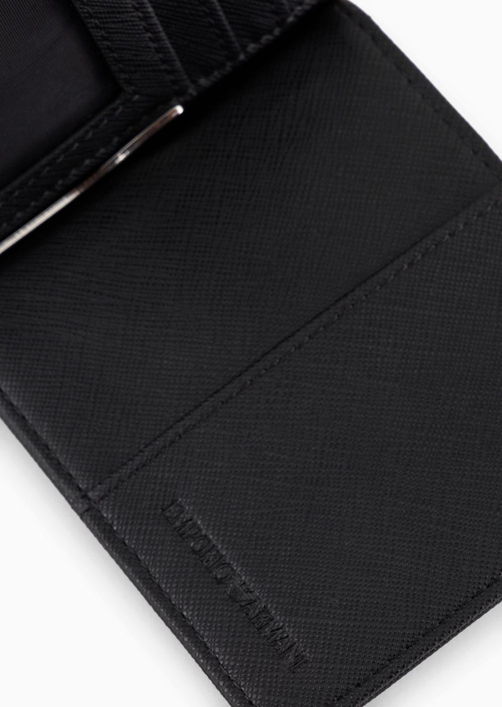Armani Sustainability Values regenerated Saffiano leather card holder  wallet with rubberised eagle