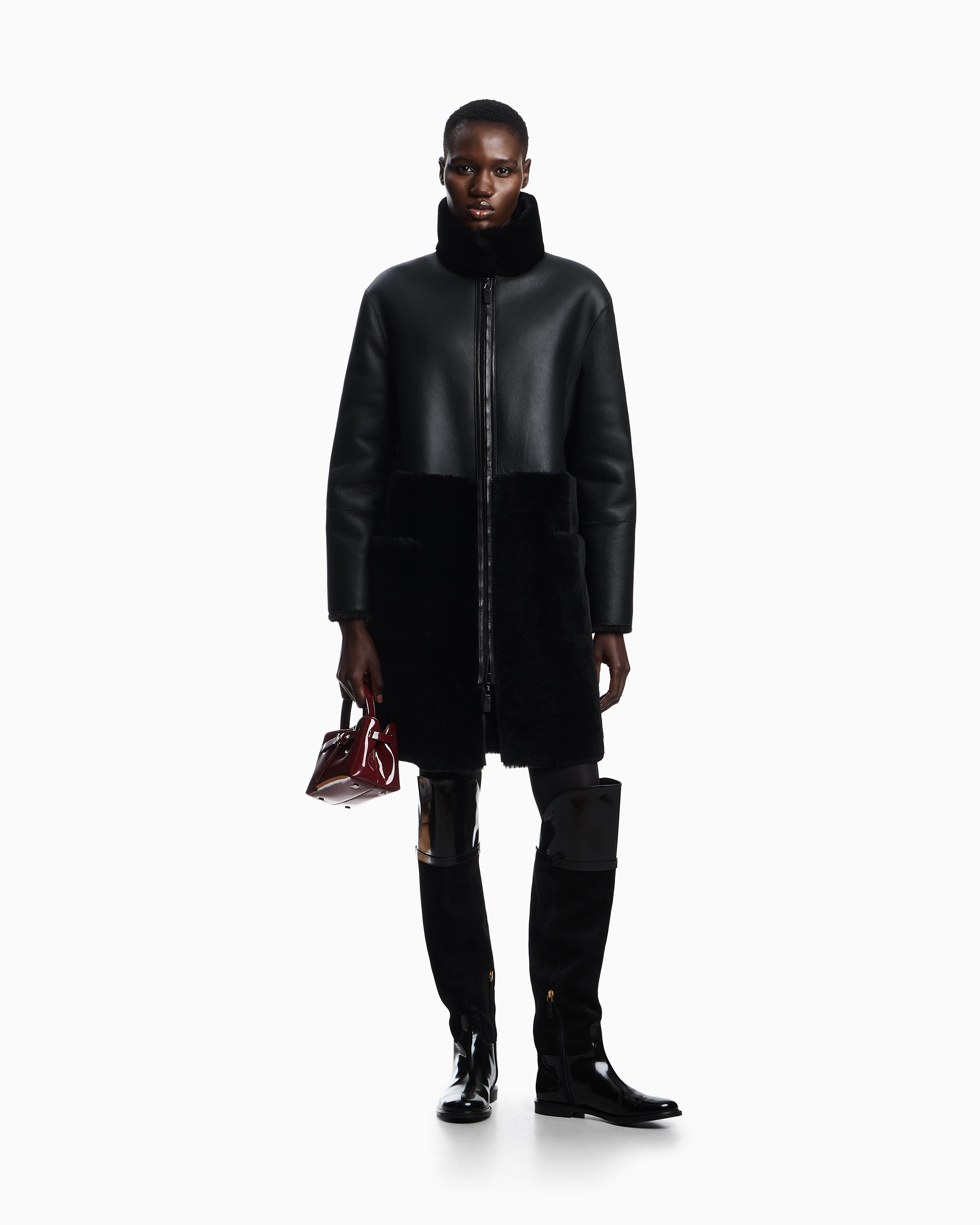 【EMPORIO ARMANI】BIG Sale★CONTRAST FUR COAT Emporio Armani Contrast Fur Coat | SportsDirect.com USA