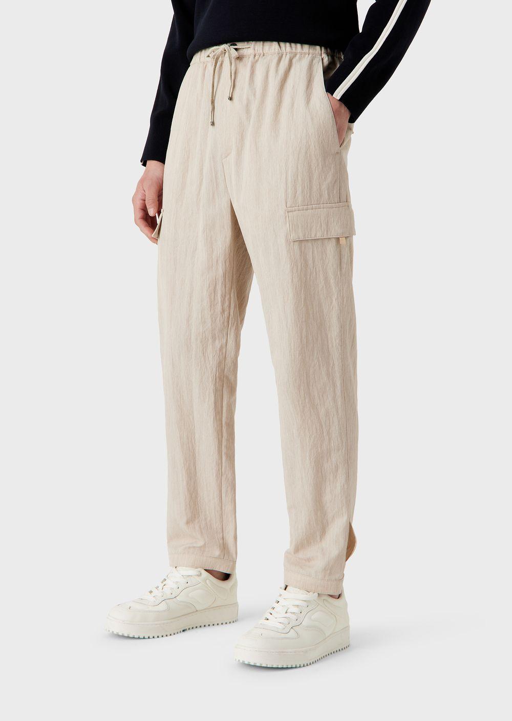 Pantalon Cargo Avec Cordon De Serrage En Tissu Aspect Coton Délavé Emporio  Armani pour homme en coloris Neutre | Lyst