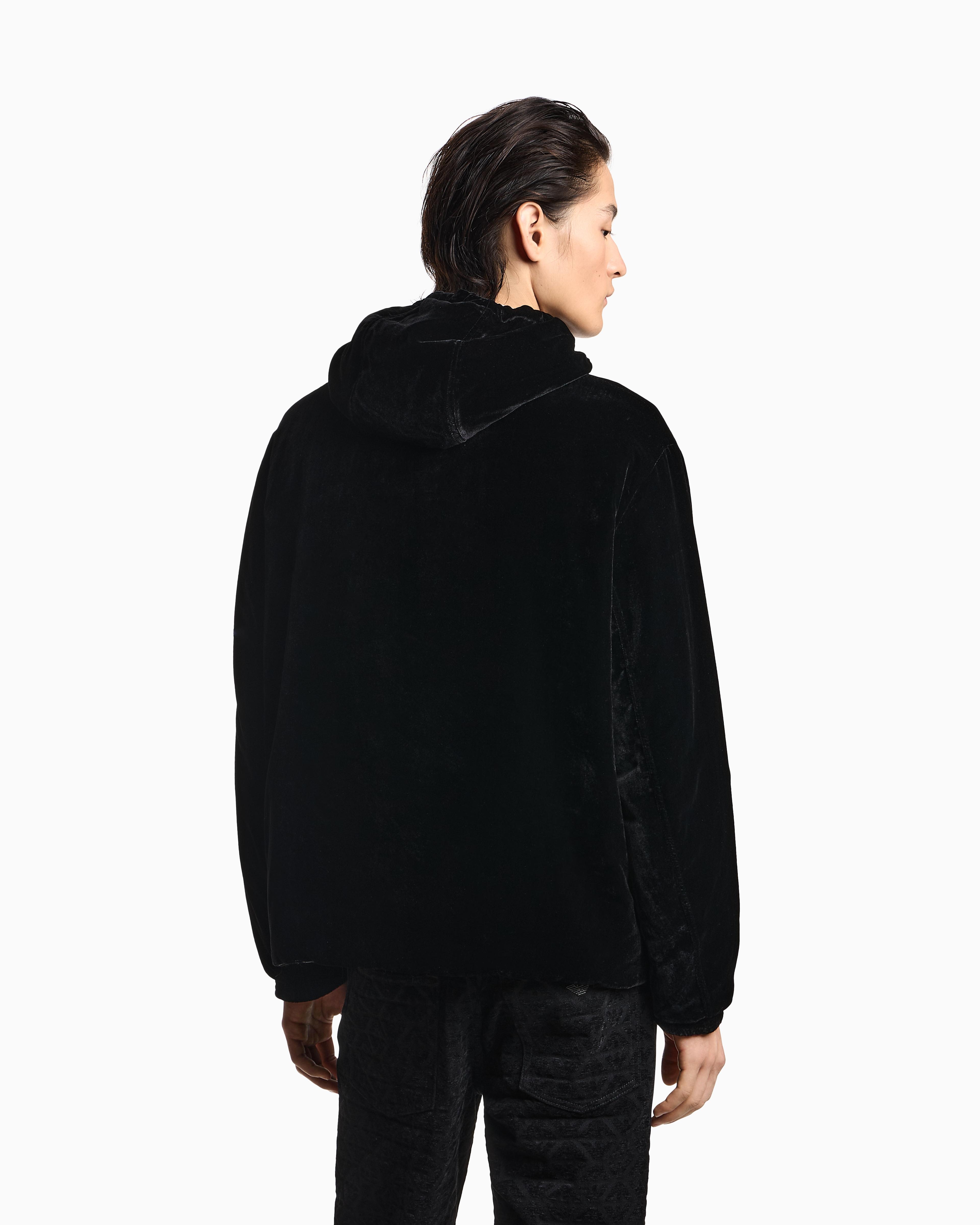 ARMANI リアルファー×ナイロン 切替ジャケット 黒 グランジ y2k Emporio Armani Lunar New Year Reversible Chenille Jacket in Black
