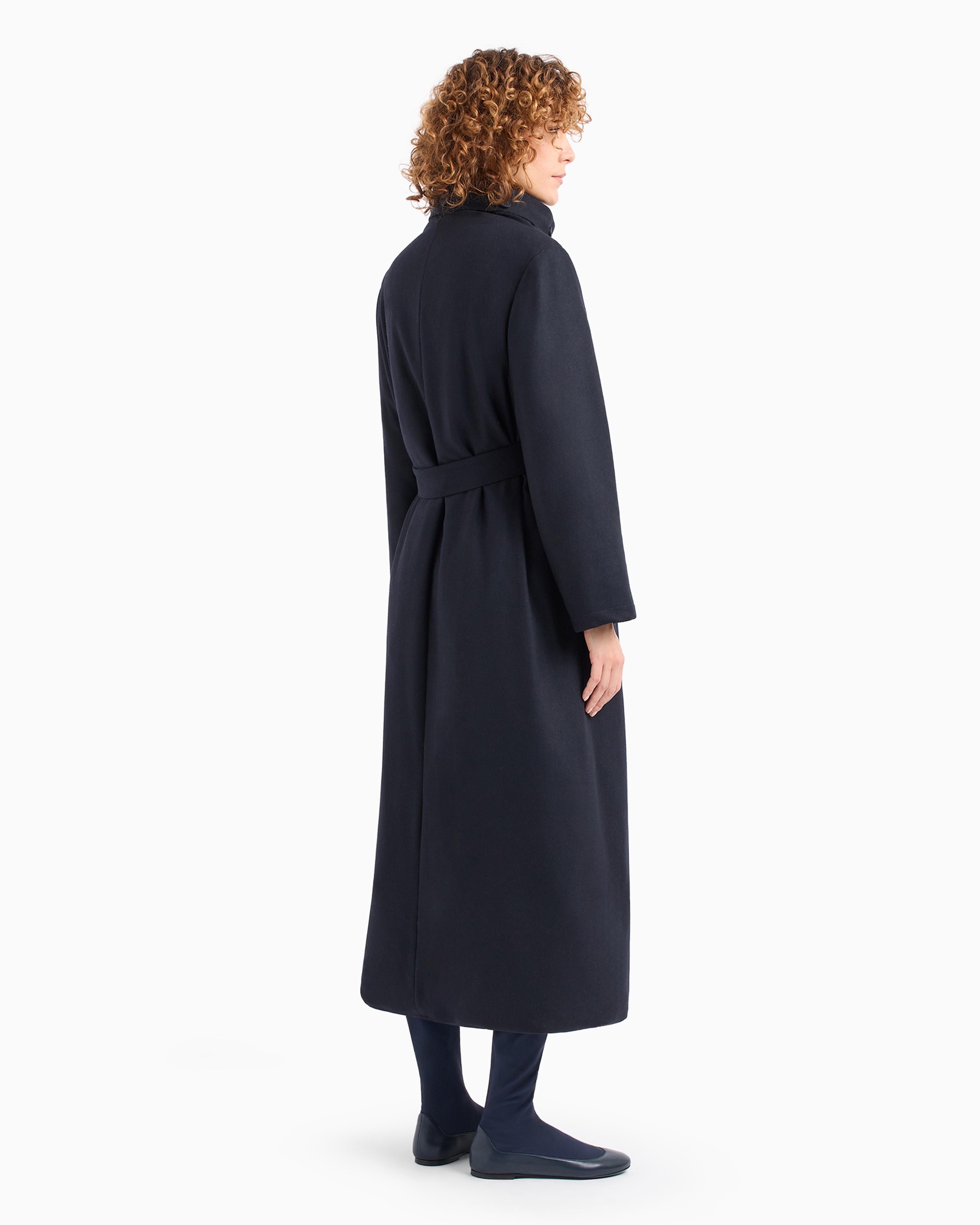 Emporio Armani Asv Long Two In One Wool Blend Down Jacket With Recycled Down Padding in Blue Lyst UK