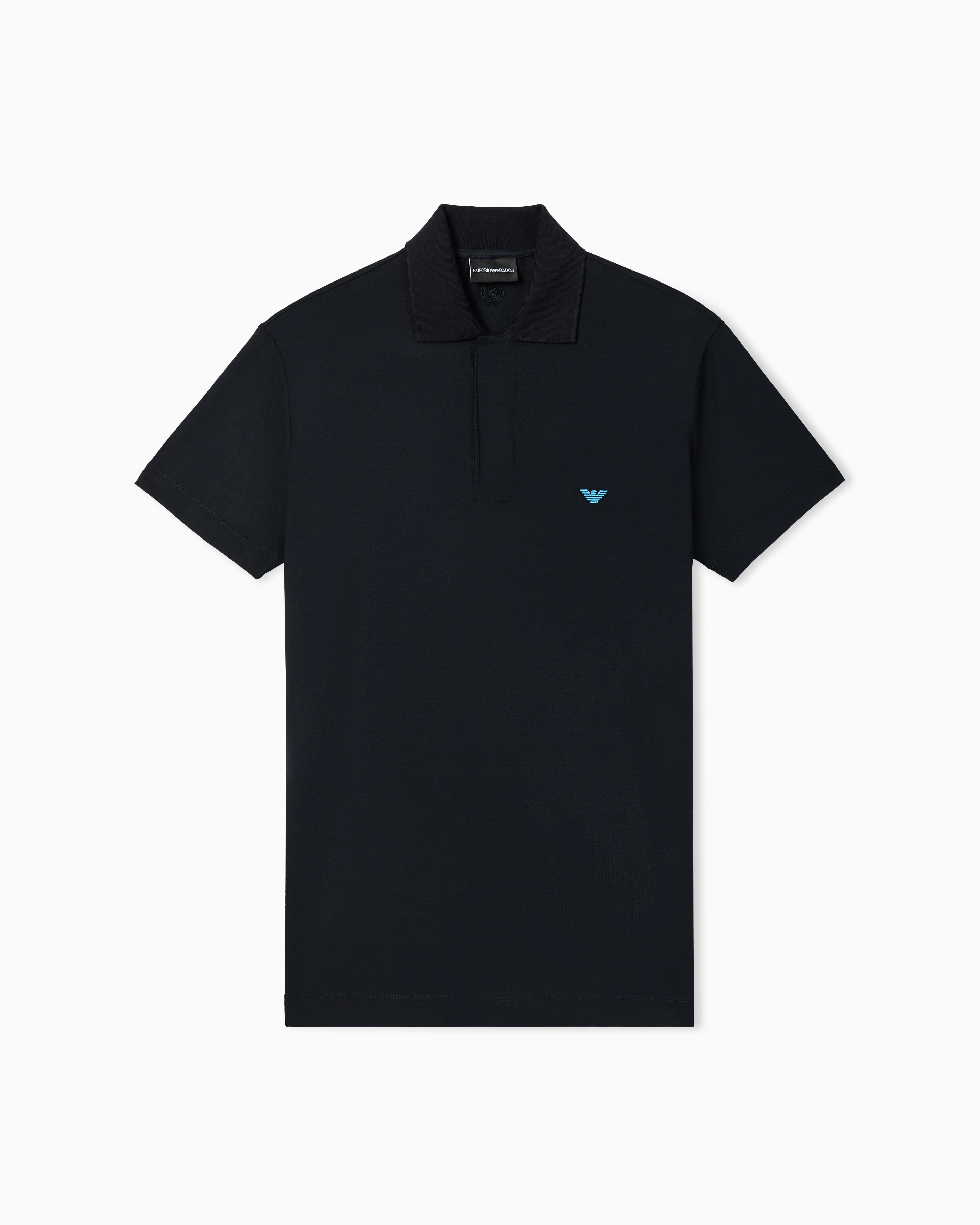 Emporio Armani Ssc Napoli Capsule Jersey Polo Shirt in Black for