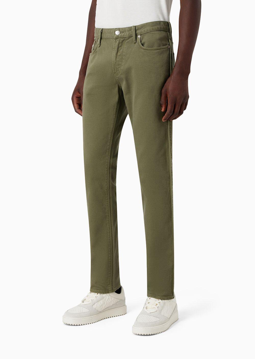 Emporio Armani J06 Slim-fit, Soft-dyed, Bull-denim Jeans in Green