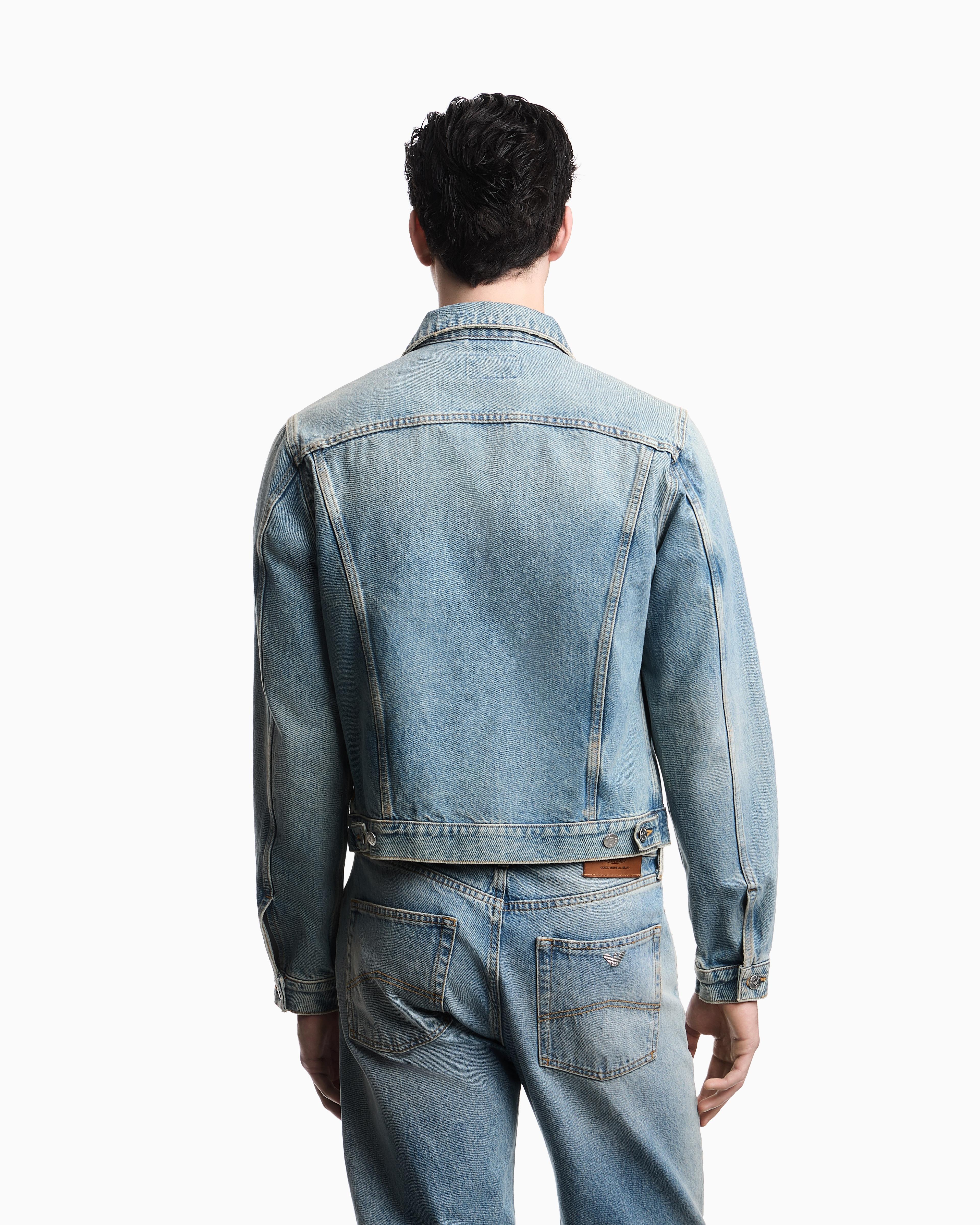 Armani Jeans フード付きレザージャケット 40 Emporio Armani Armani Jeans Denim Jacket in Blue for Men | Lyst