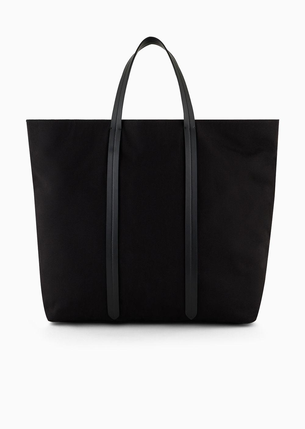 Emporio Armani Canvas Shopper Bag With Shoulder Strap in Black for