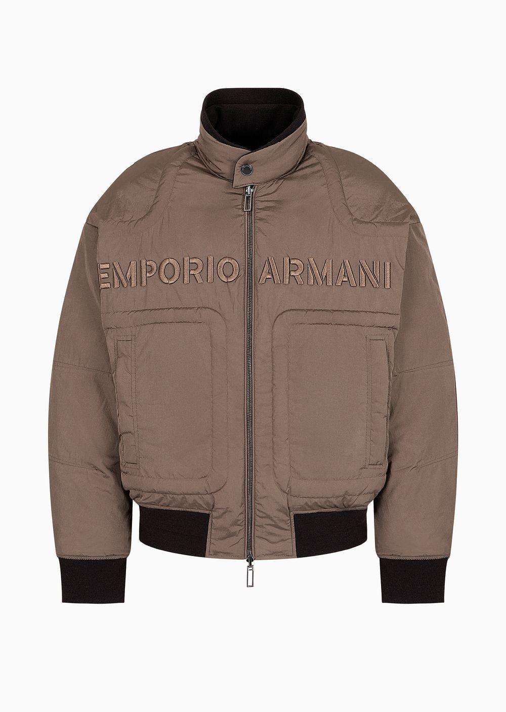 Emporio Armani Reversible Jacket In Lightweight Nylon With 1981 Embroidery  And Piping in Brown for Men | Lyst UK