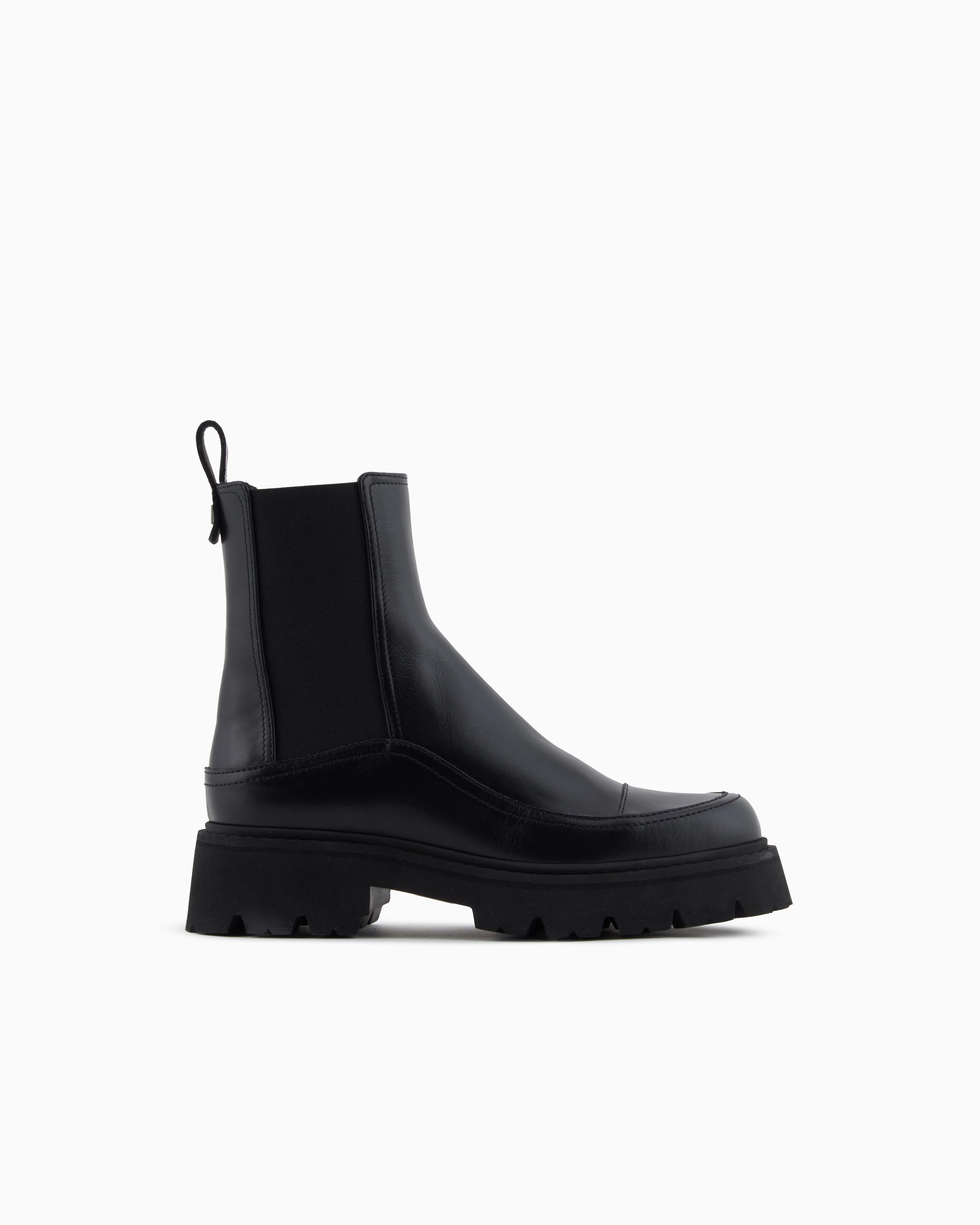 Emporio Armani Leather Beatle Boots in Black | Lyst