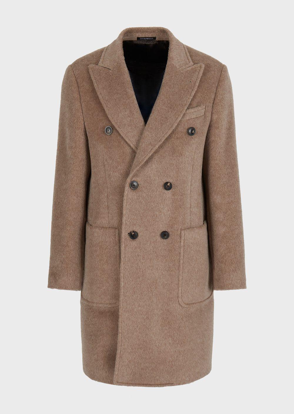 Emporio Armani Double breasted Coat In A Wool And Mohair Blend Long haired Beaver Fabric in Brown for Men Lyst UK