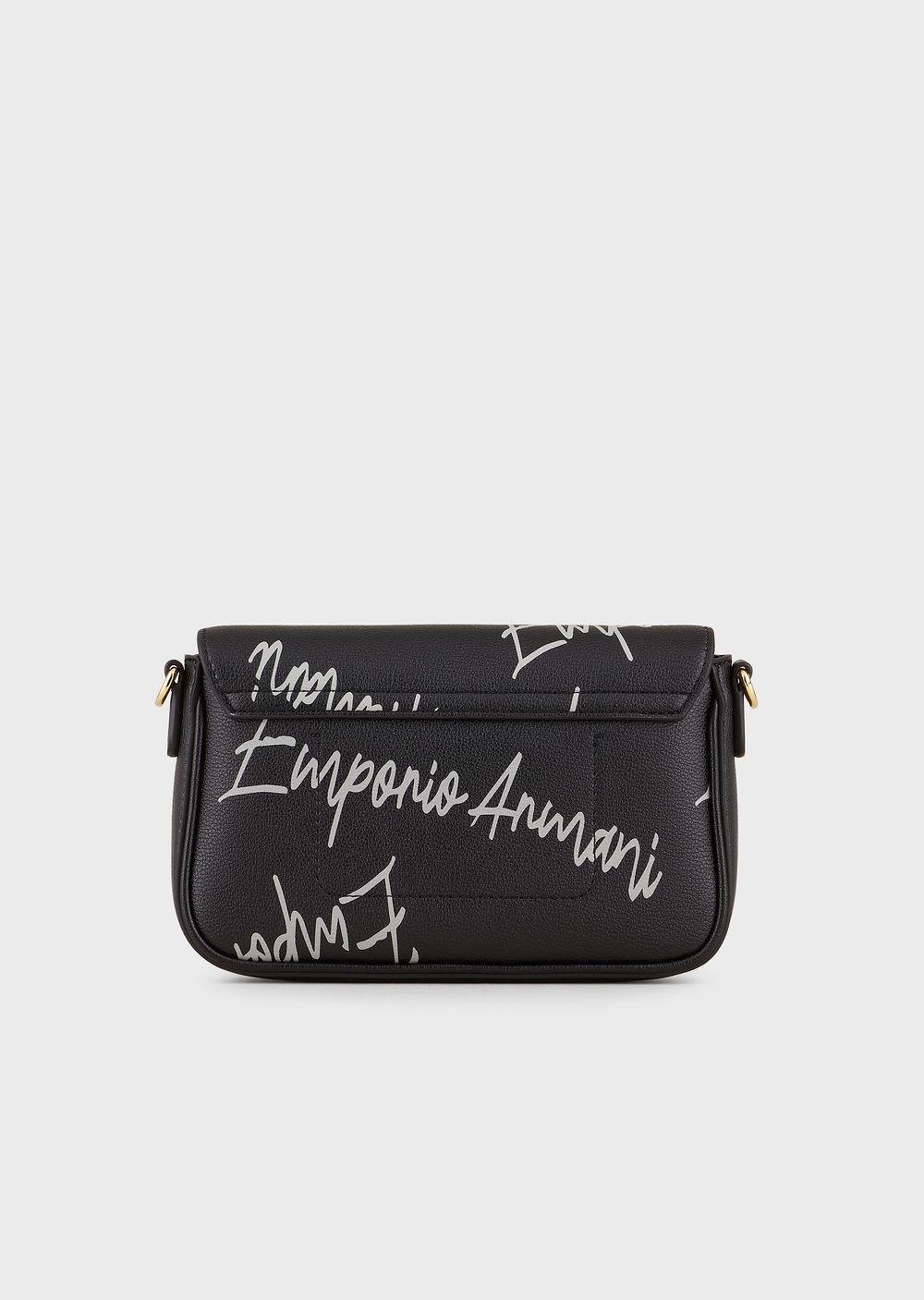 Emporio Armani Mini Bag With All-over Logo Print in Black | Lyst