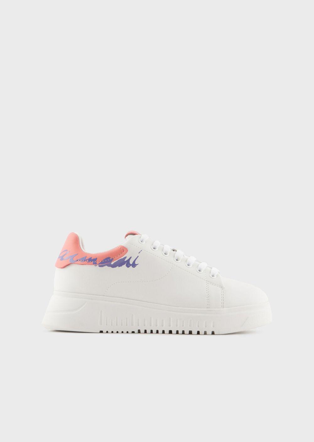 Emporio Armani Nappa-leather Sneakers With Back Signature Logo in White |  Lyst