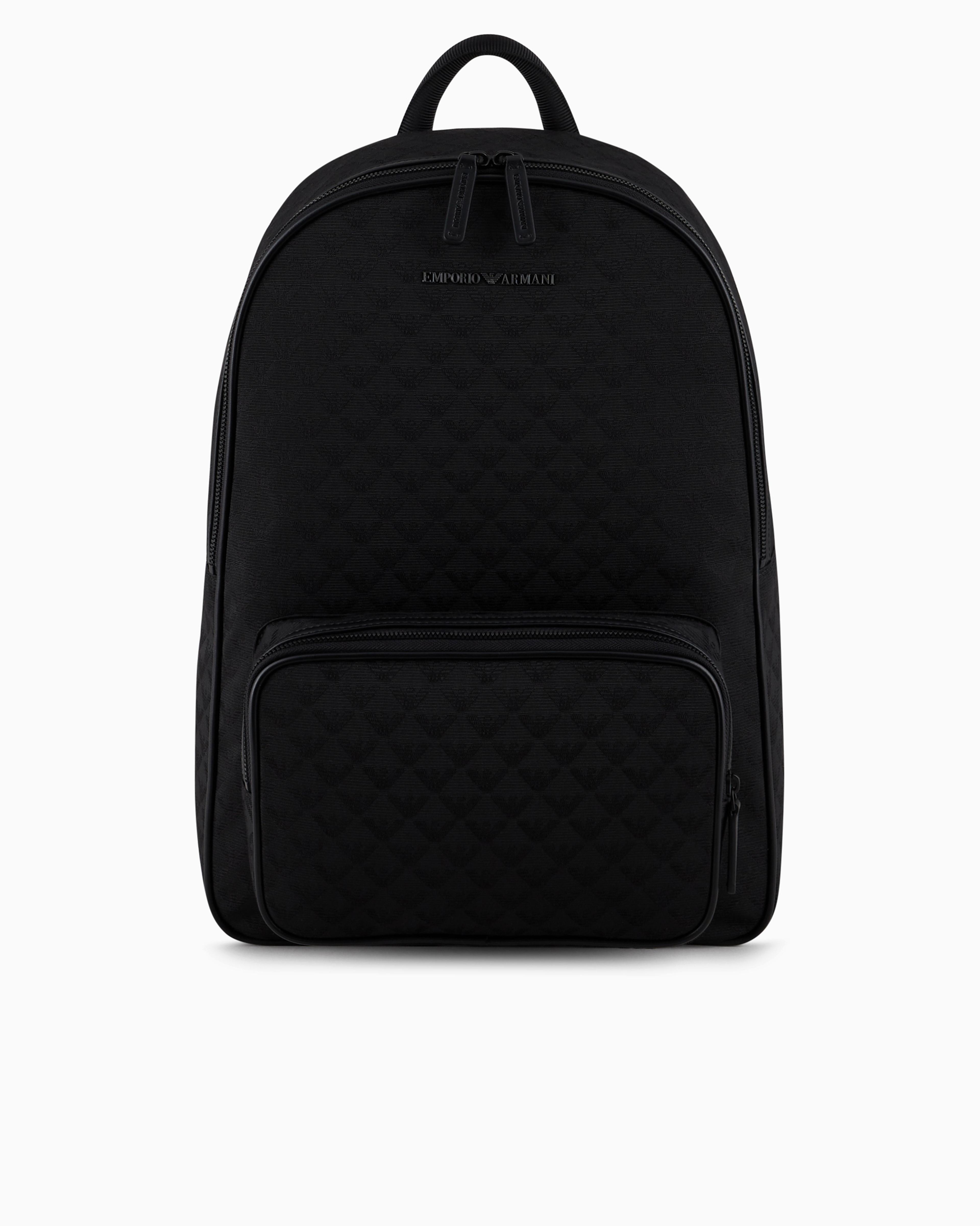 Emporio Armani Nylon Backpack With All Over Jacquard Eagle in Black for Men Lyst UK