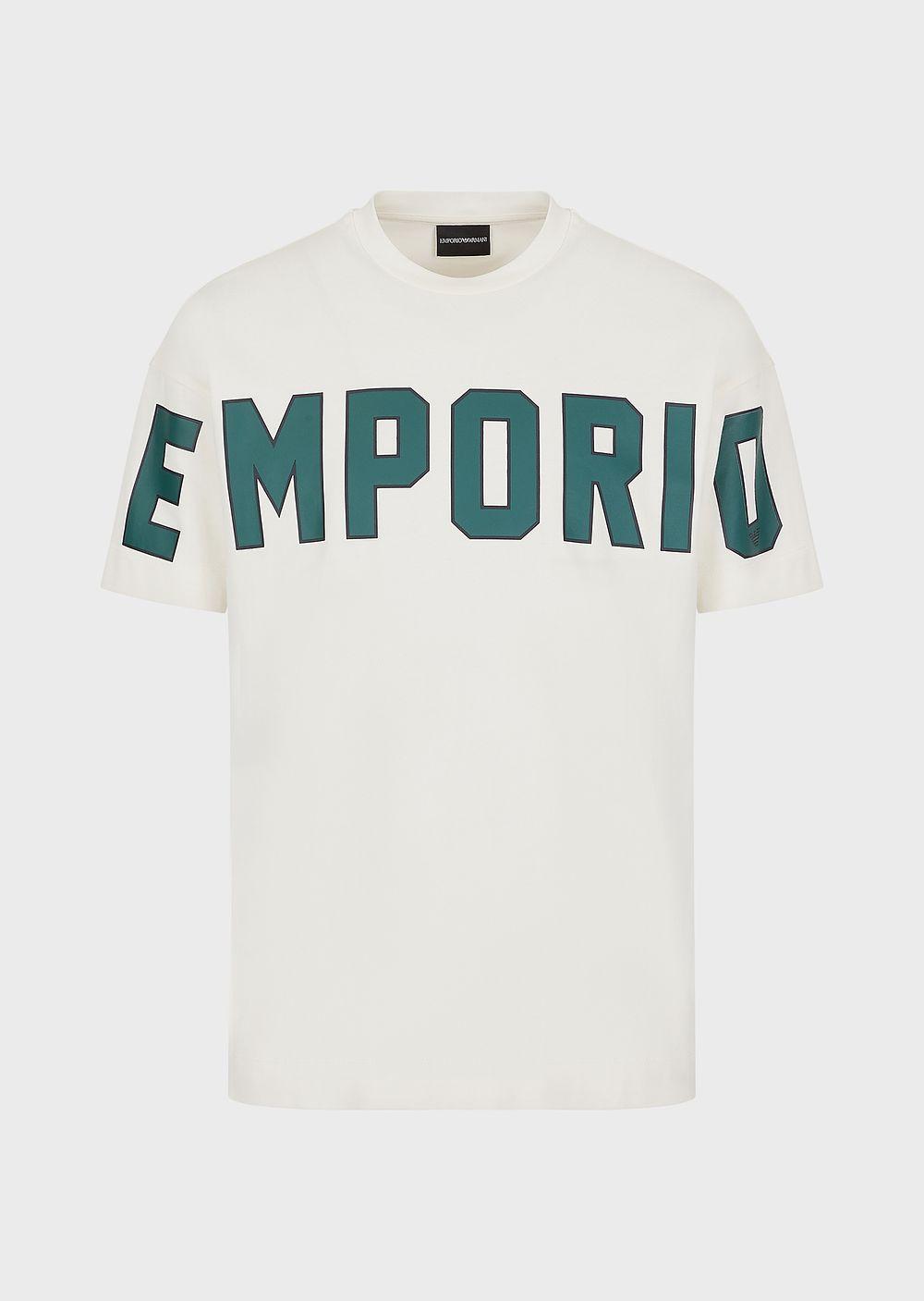 Emporio Armani Heavy Jersey T-shirt With Oversized Bold Emporio Print in  Yellow for Men | Lyst