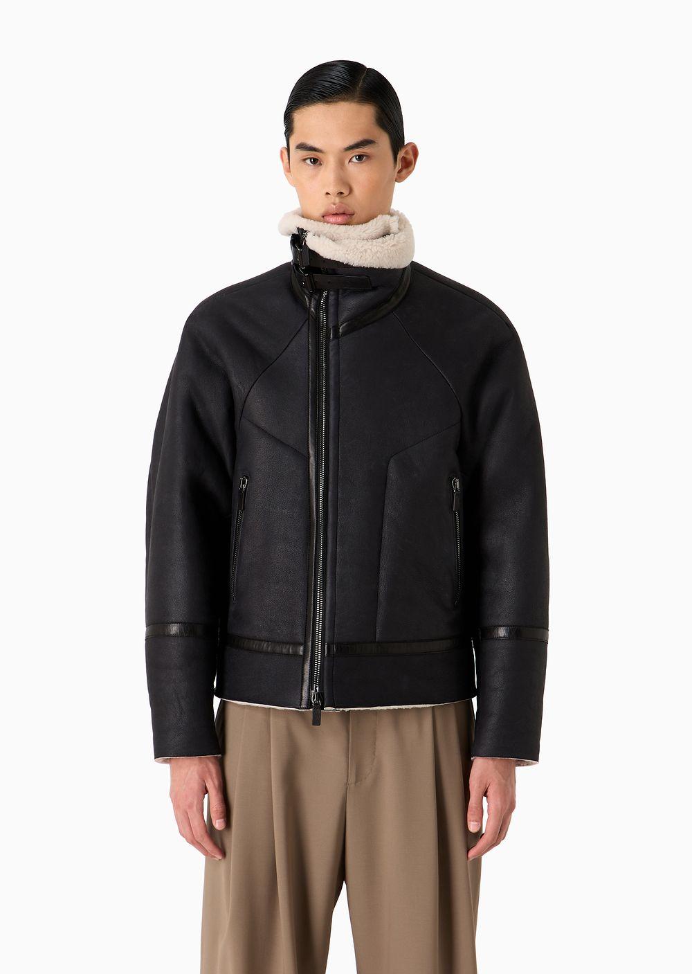 Emporio Armani Merino Lamb Shearling Biker Jacket-style Sheepskin