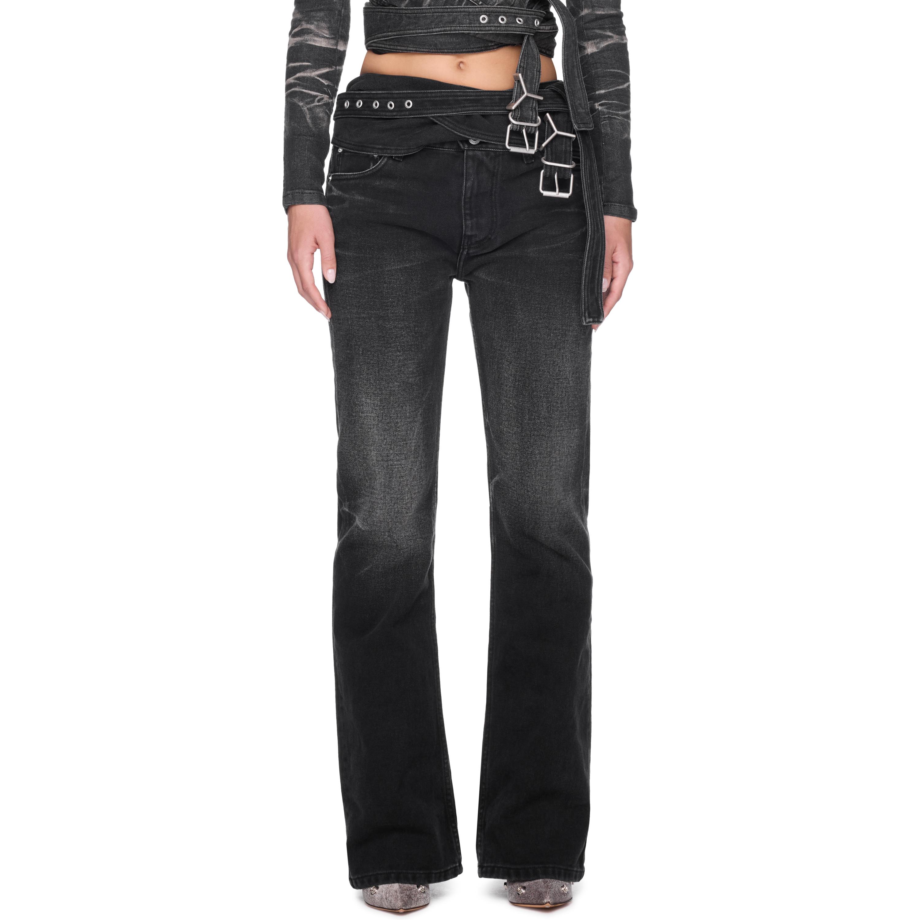デニム・ジーパン Y PROJECT Women Denim Pants 107PA002EVERGREENBLACK Black Black Collapsed Waist Jeans by Y/Project on Sale