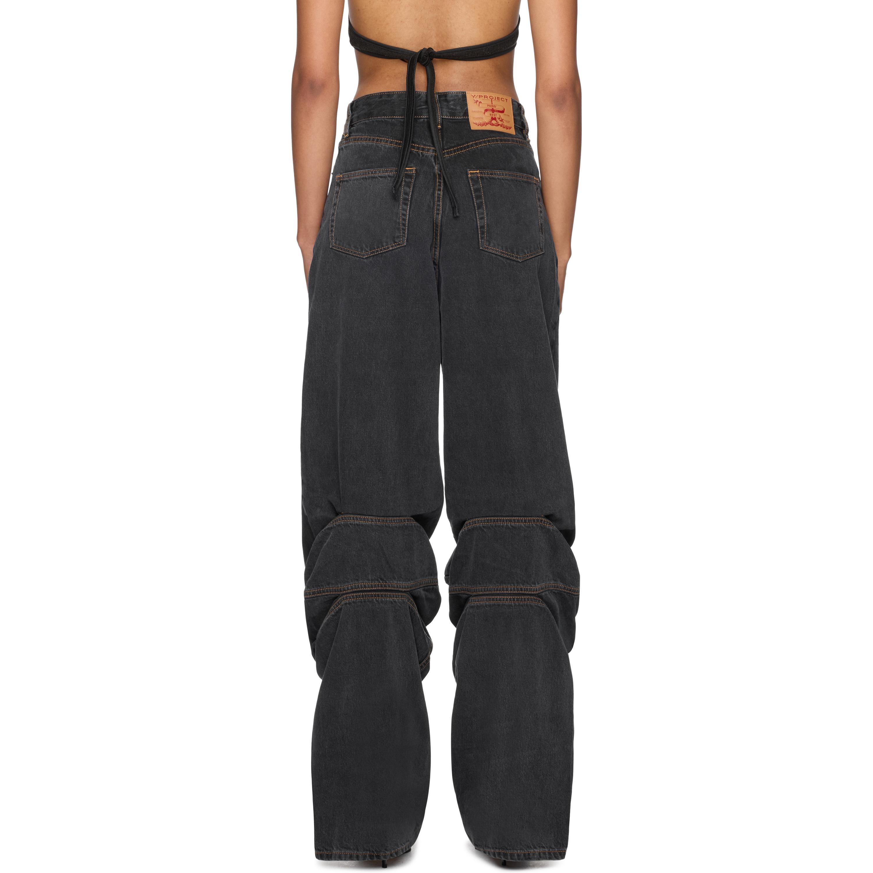 デニム・ジーパン Y PROJECT Women Denim Pants 107PA002EVERGREENBLACK Black Black Collapsed Waist Jeans by Y/Project on Sale