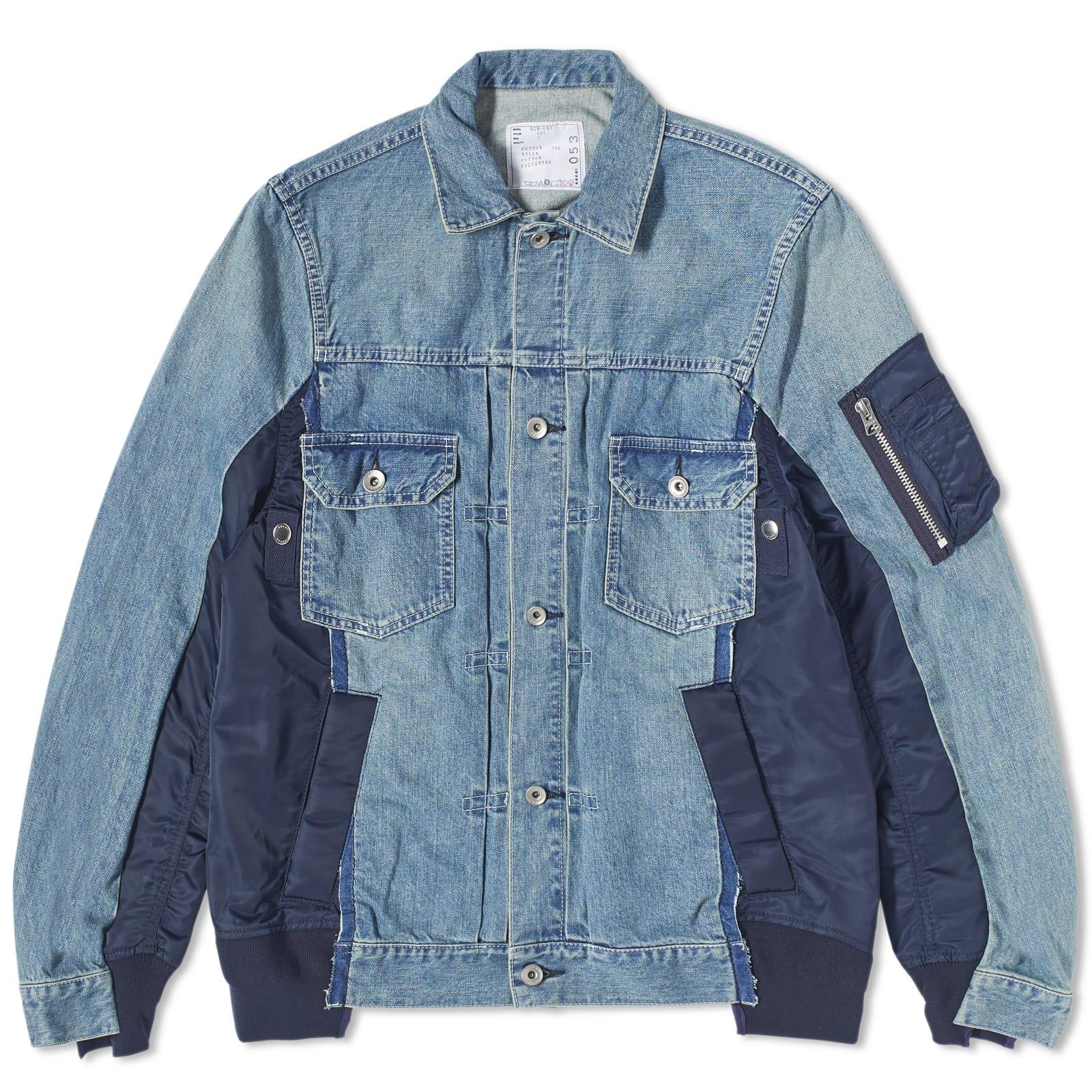 Sacai Denim X Nylon Ma Jacket in Blue for Men   Lyst