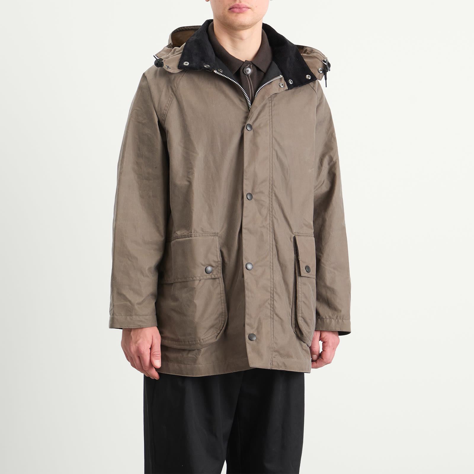 Barbour x Margaret Howell Border SL 美品 Barbour X Margaret Howell Stand Collar Wax Parka Jacket in Brown