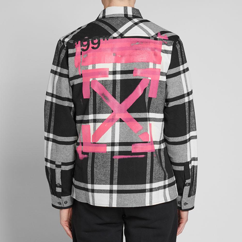 Off-White c/o Virgil Abloh Stencil Diagonals Checked Flannel Shirt in Black  for Men | Lyst