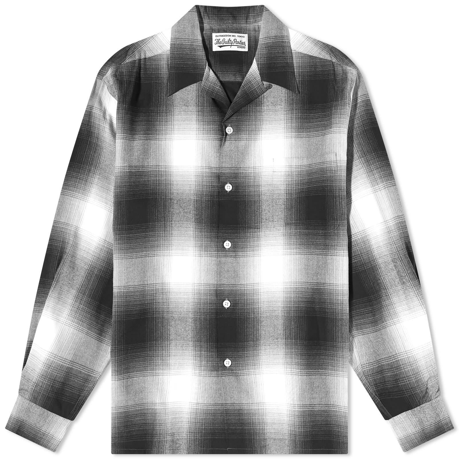 Wacko Maria Ombre Check Open Collar Shirt in Grey for Men | Lyst