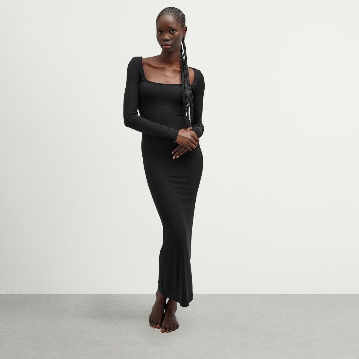 Skims Soft Lounge Long Sleeve Dress in Black | Lyst UK