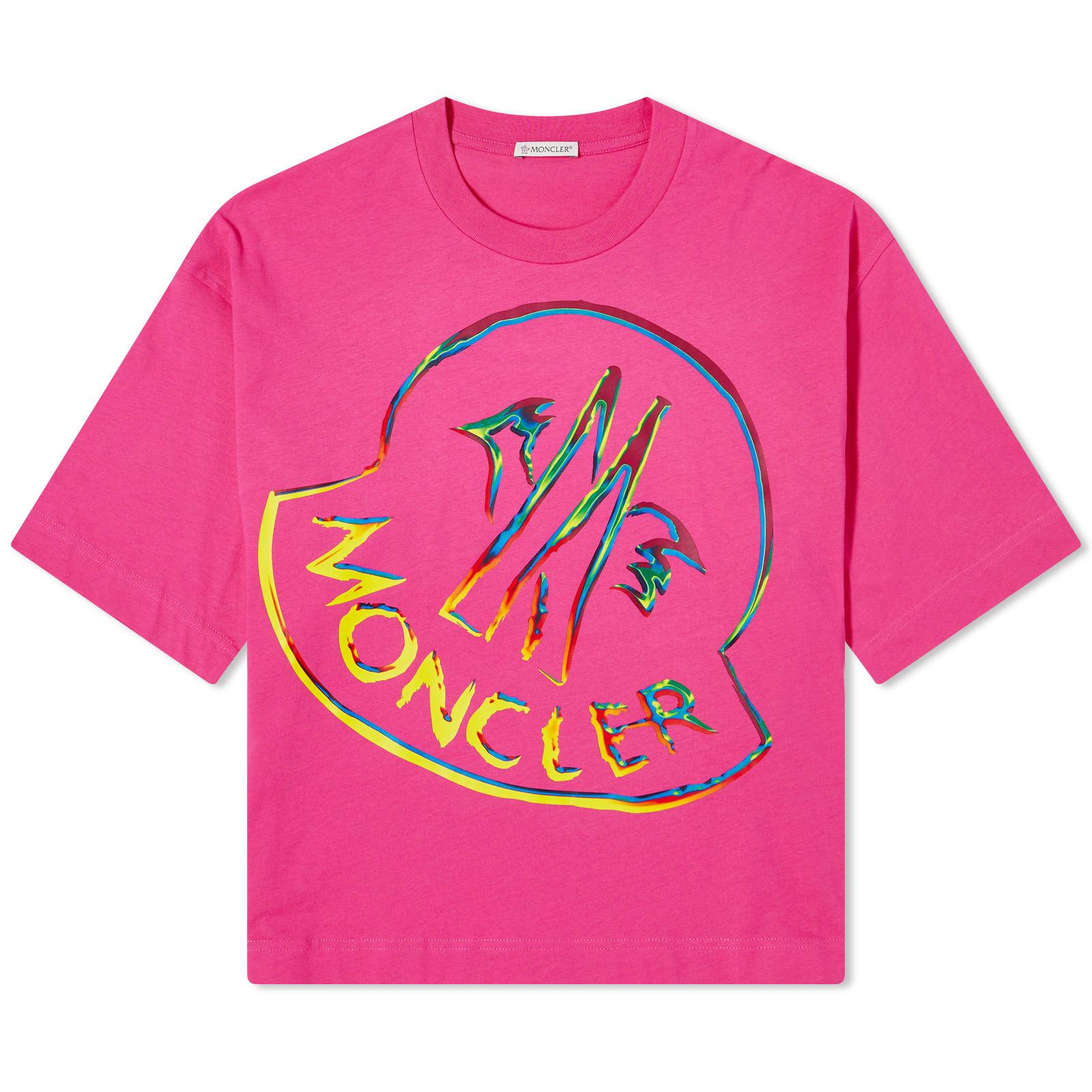 Moncler Rainbow Logo T-shirt in Pink | Lyst