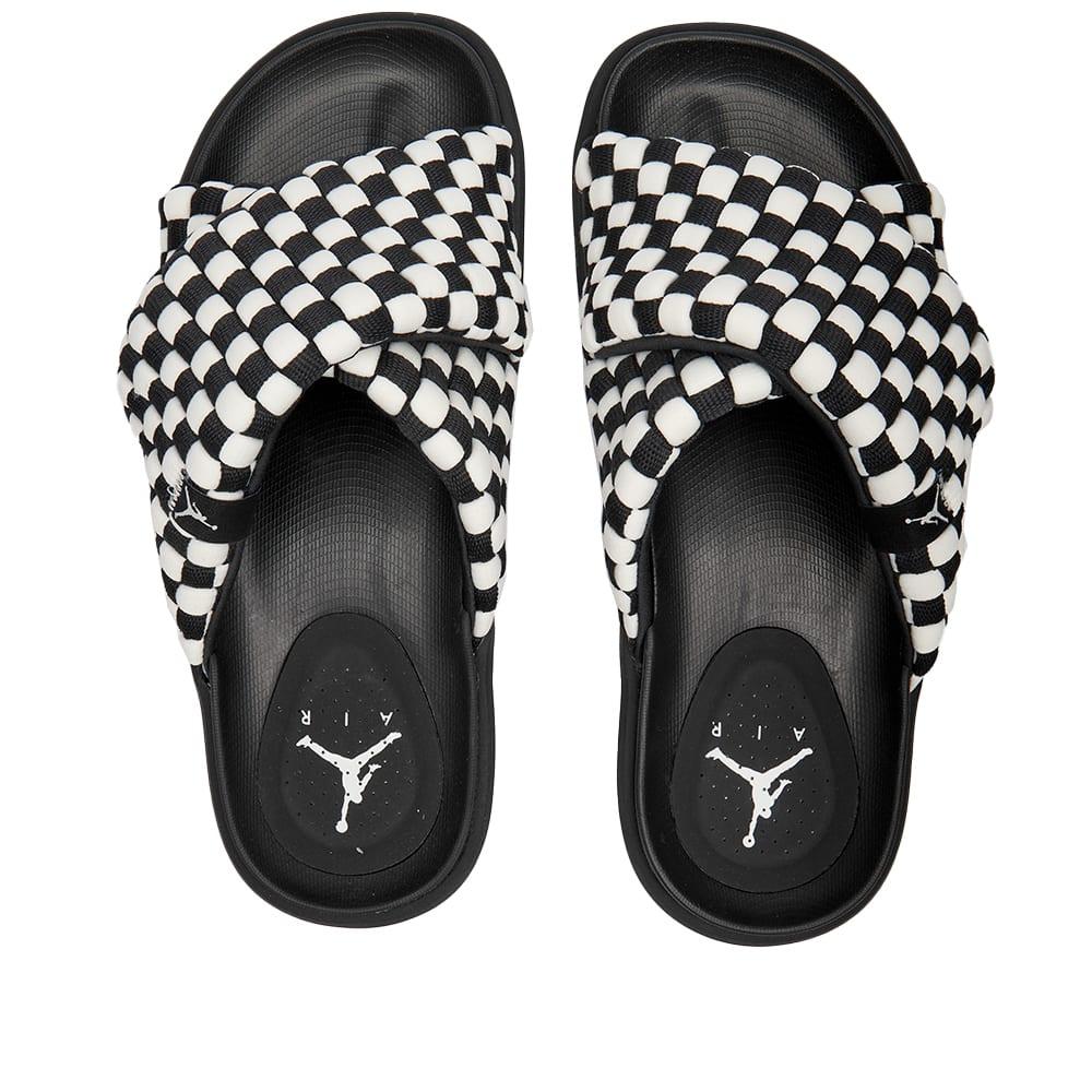black and white jordan slippers