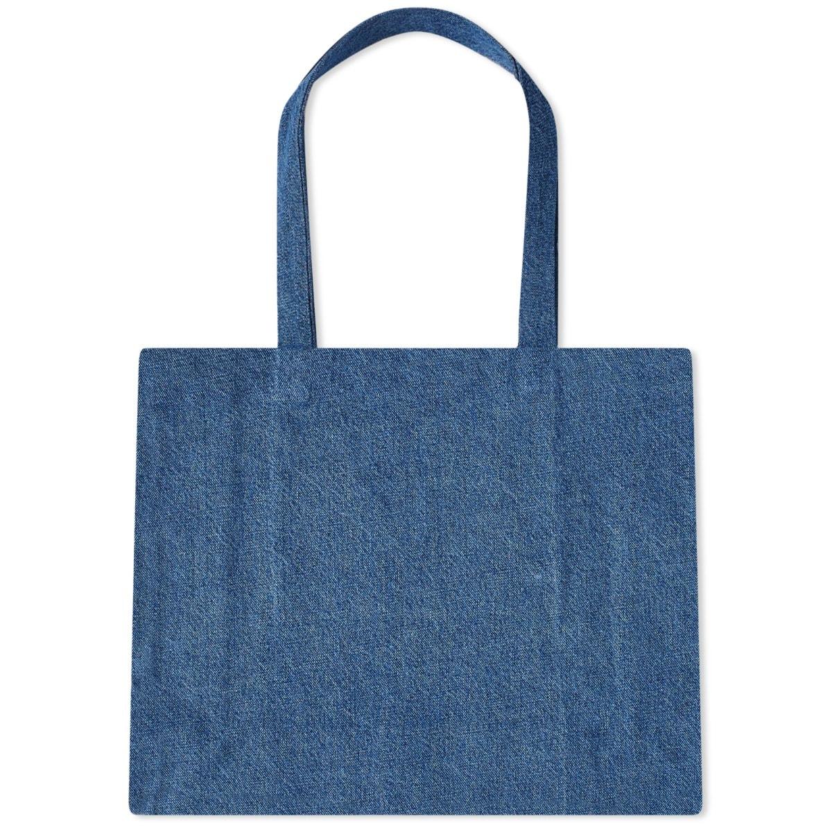 トートバッグ A.P.C. Denim Mini Lou Shopping Bag A.p.c. 'lou' blue tote bag with cloud print at the front in
