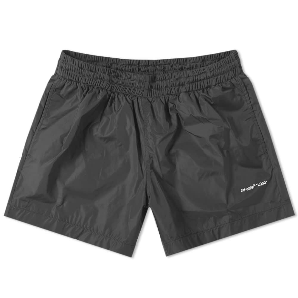 off white black swim shorts