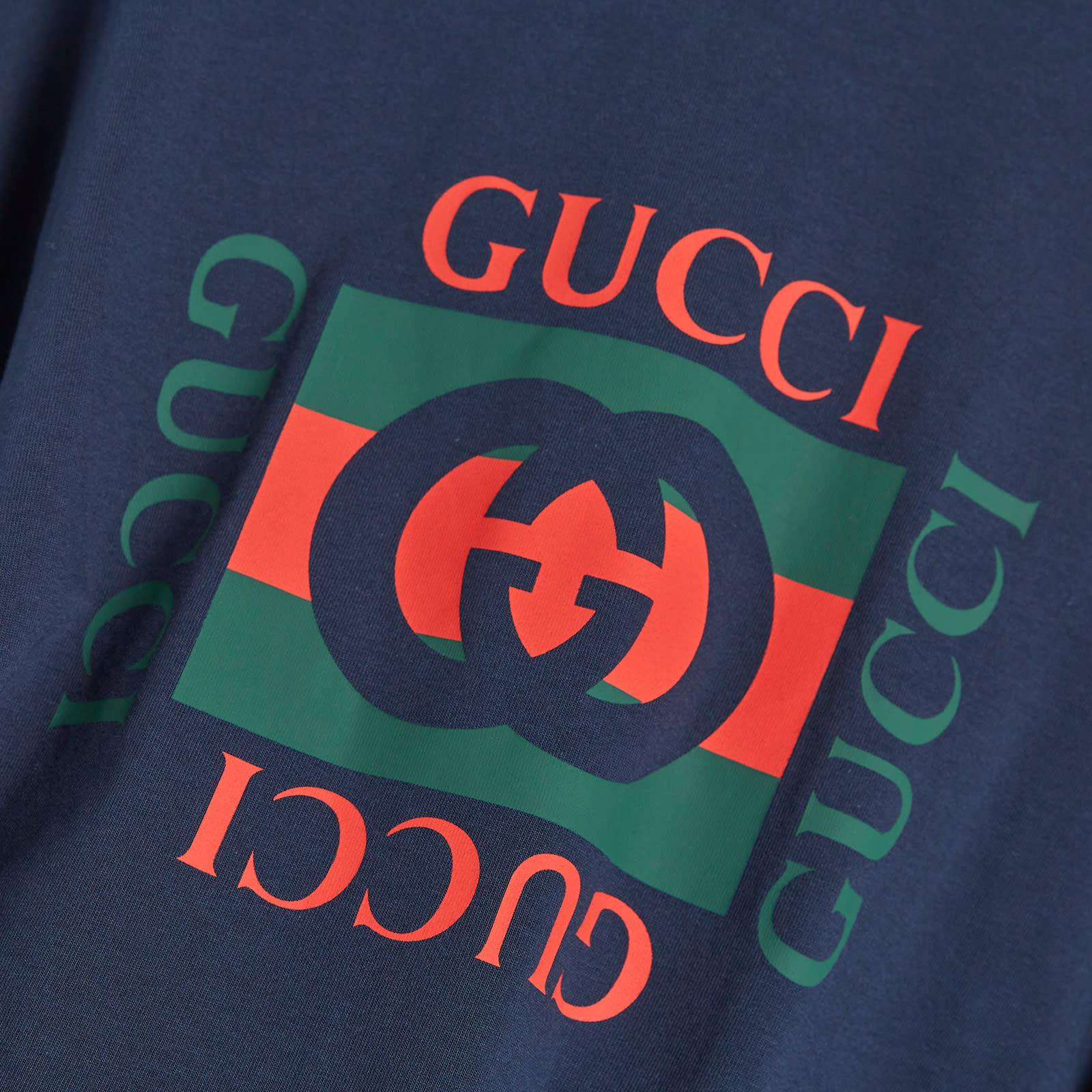 Gucci Interlocking Box Logo T Shirt in Blue for Men Lyst