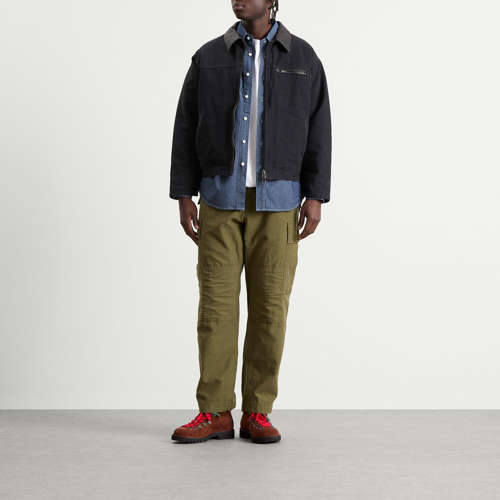 FRIZMWORKS Heavy Canvas Destroyed Work Jacket in Black for Men