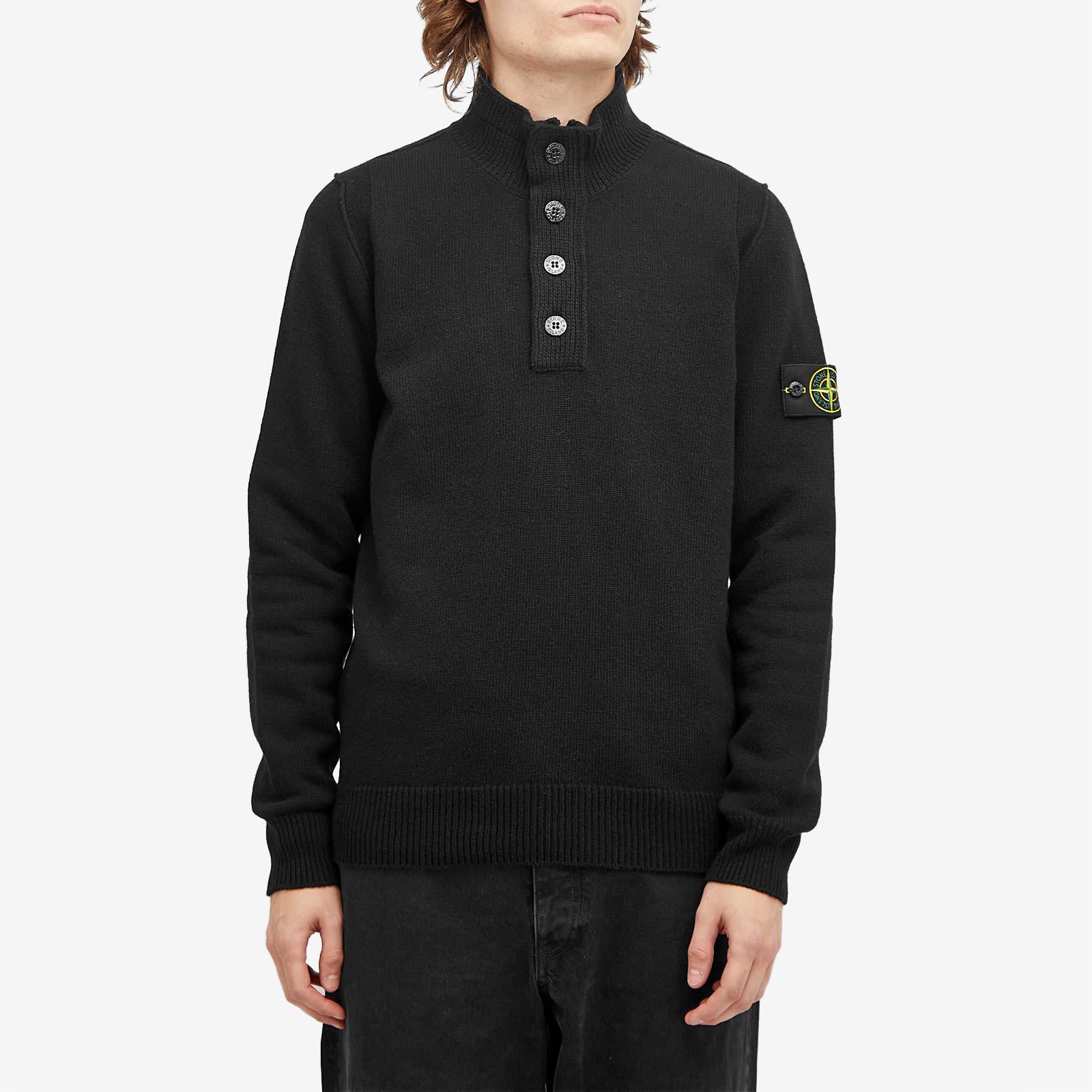 Stone Island Lambswool Quarter Button Knit in Black for Men Lyst UK