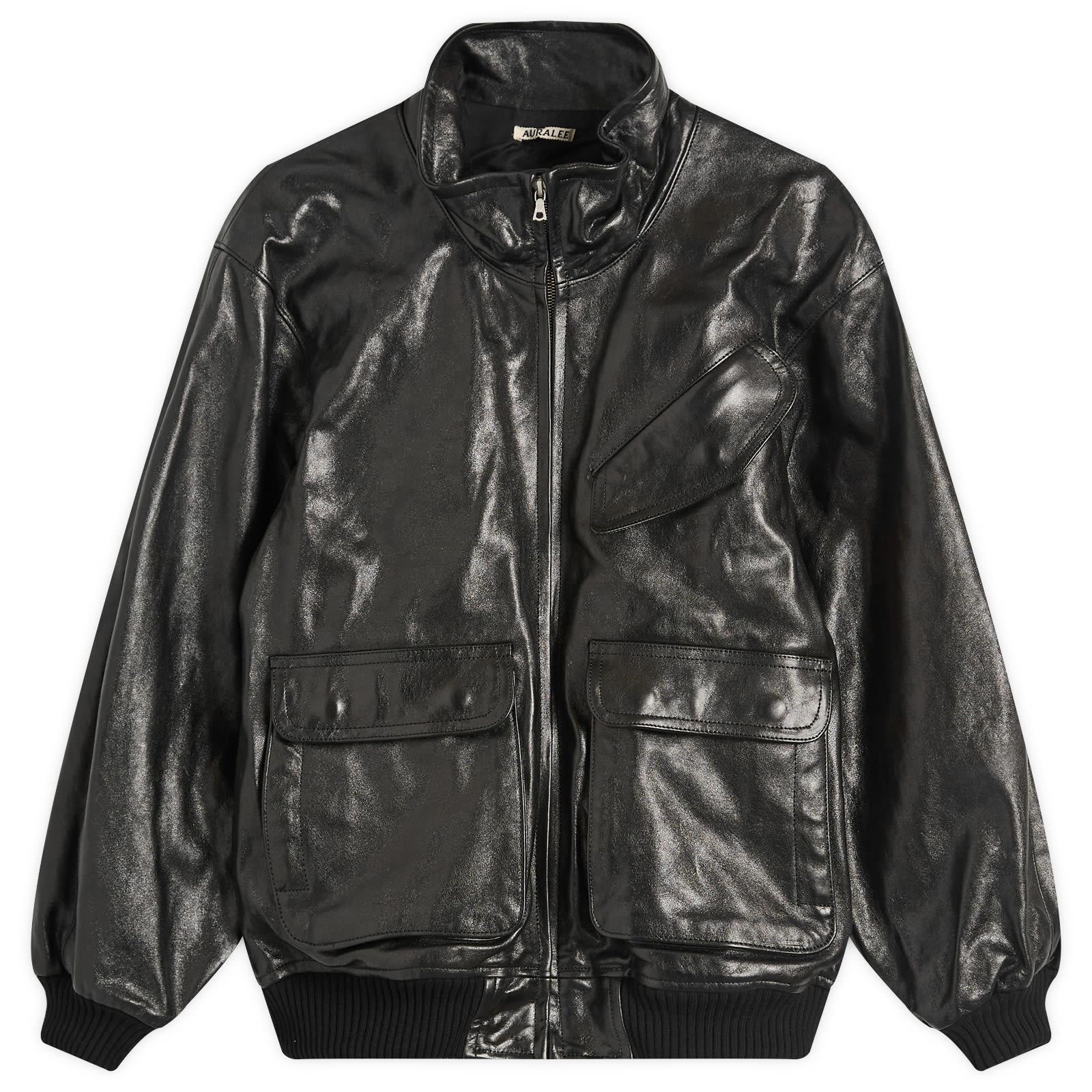 AURALEE Lamb Leather Zip Blouson in Black for Men | Lyst UK