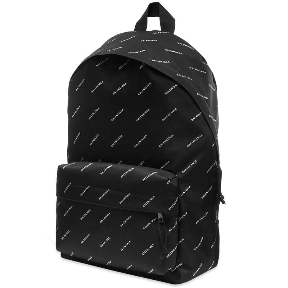 Balenciaga Canvas Explorer Printed Nylon Backpack in Black White (Black